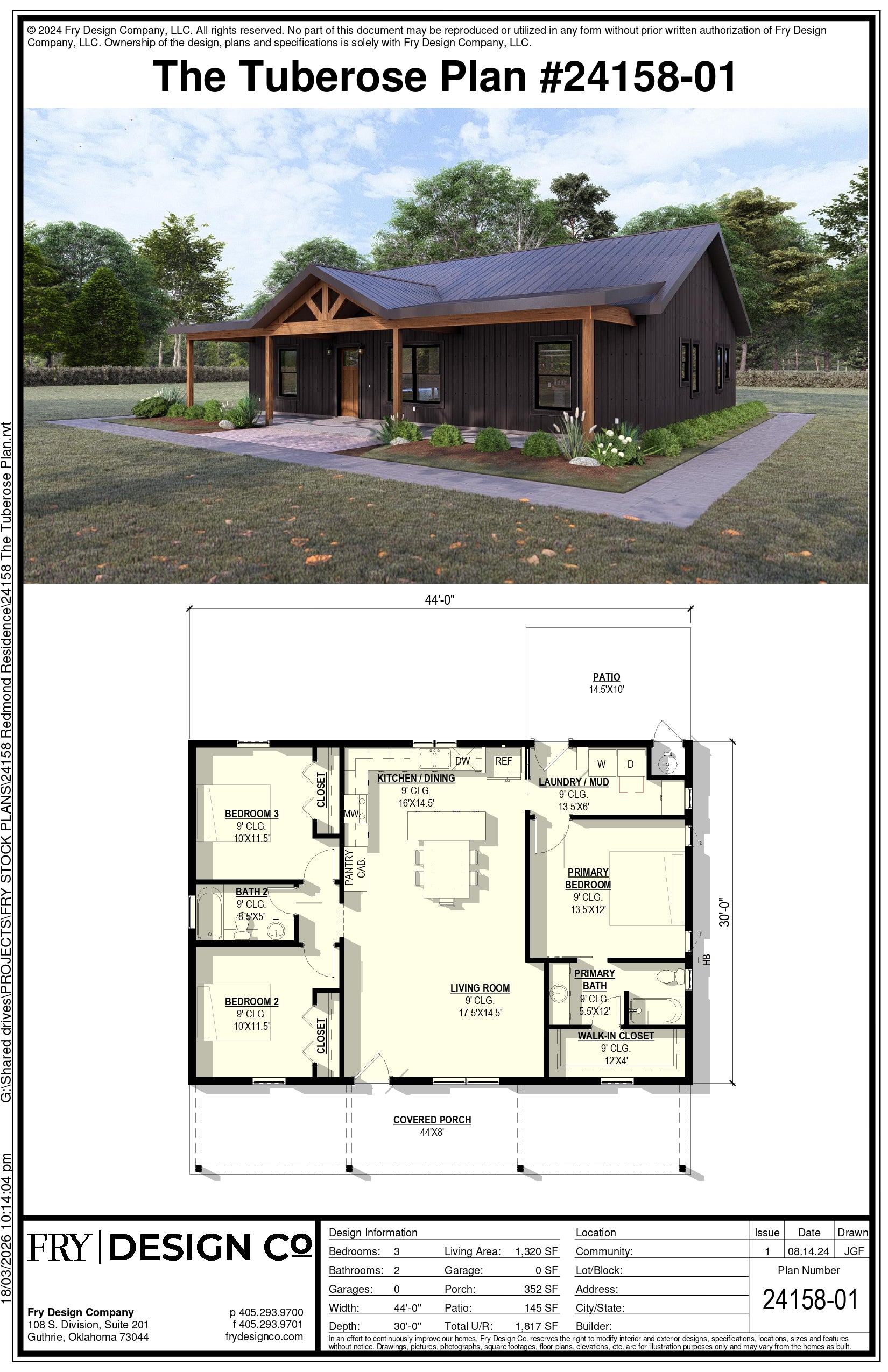 Tuberose Plan (3/2/0 1,320 SF)