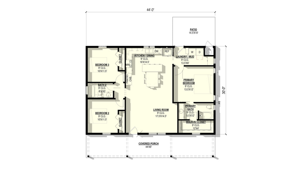 Tuberose Plan (3/2/0 1,320 SF)