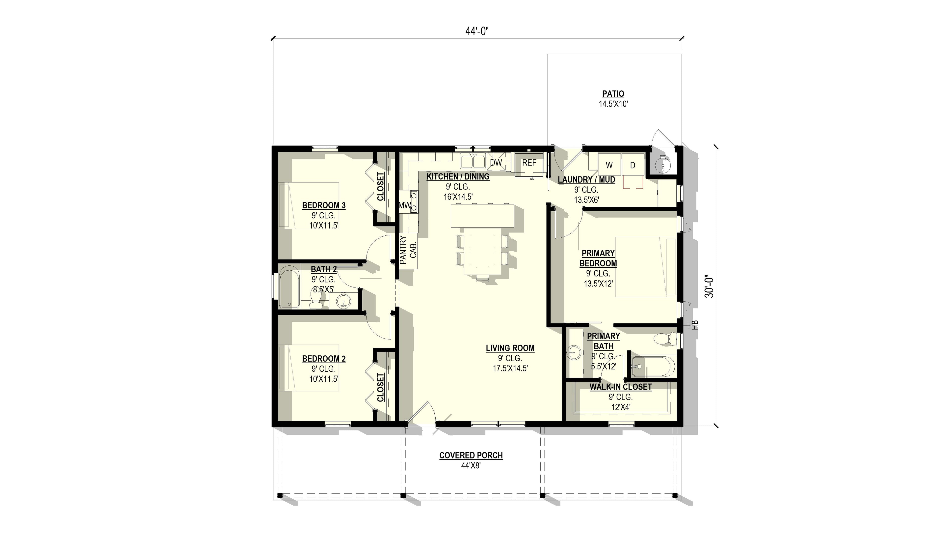 Tuberose Plan (3/2/0 1,320 SF)