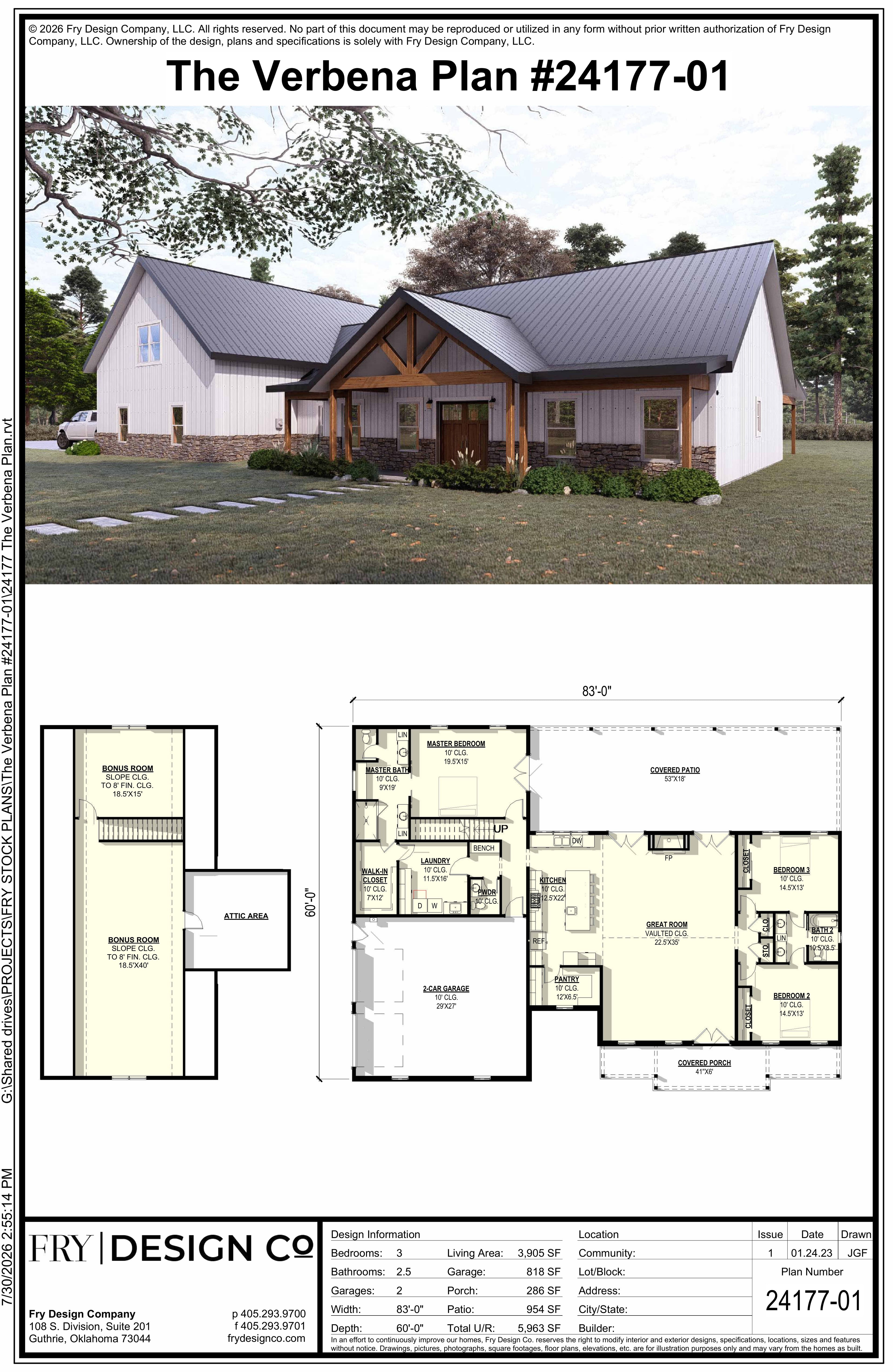 Verbena Plan (3/2.5/2 3,905 SF)