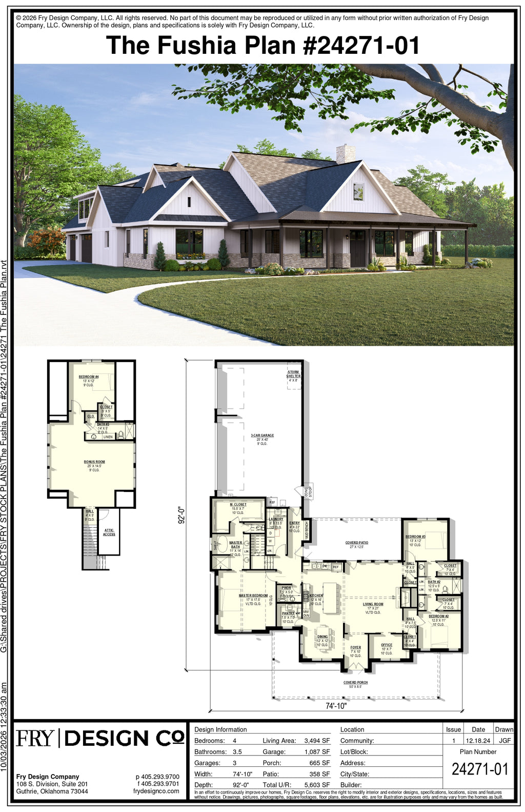 Fushia Plan (4/3.5/3 3,494 SF)