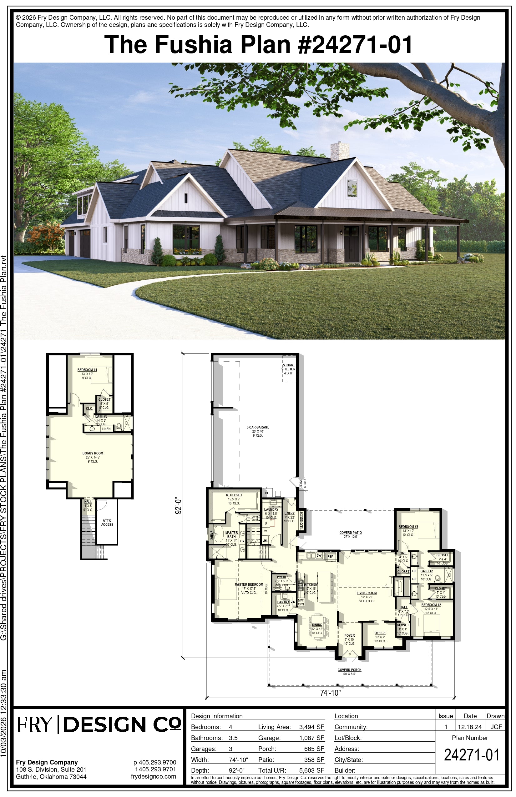 Fushia Plan (4/3.5/3 3,494 SF)