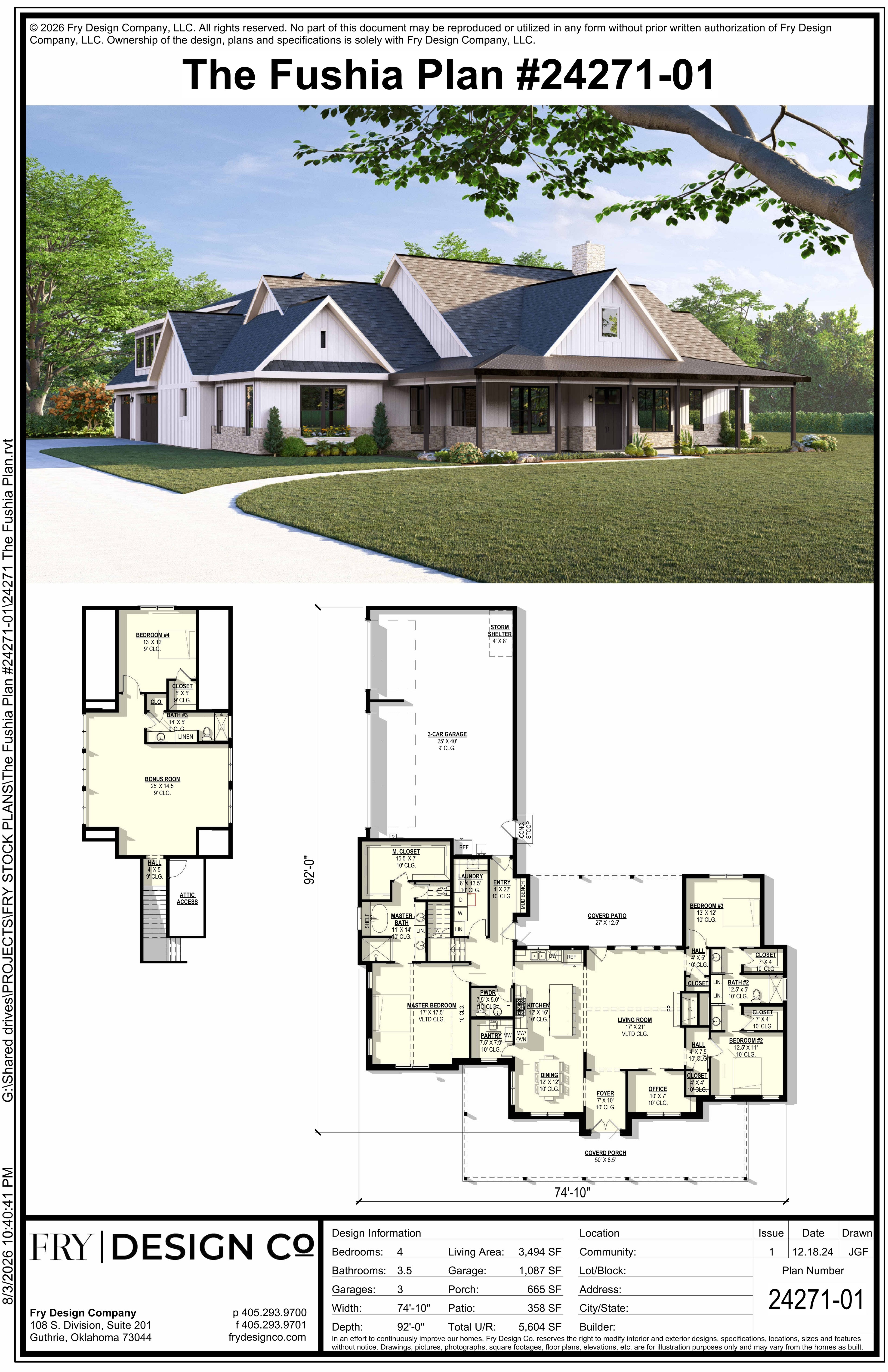 Fushia Plan (4/3.5/3 3,494 SF)