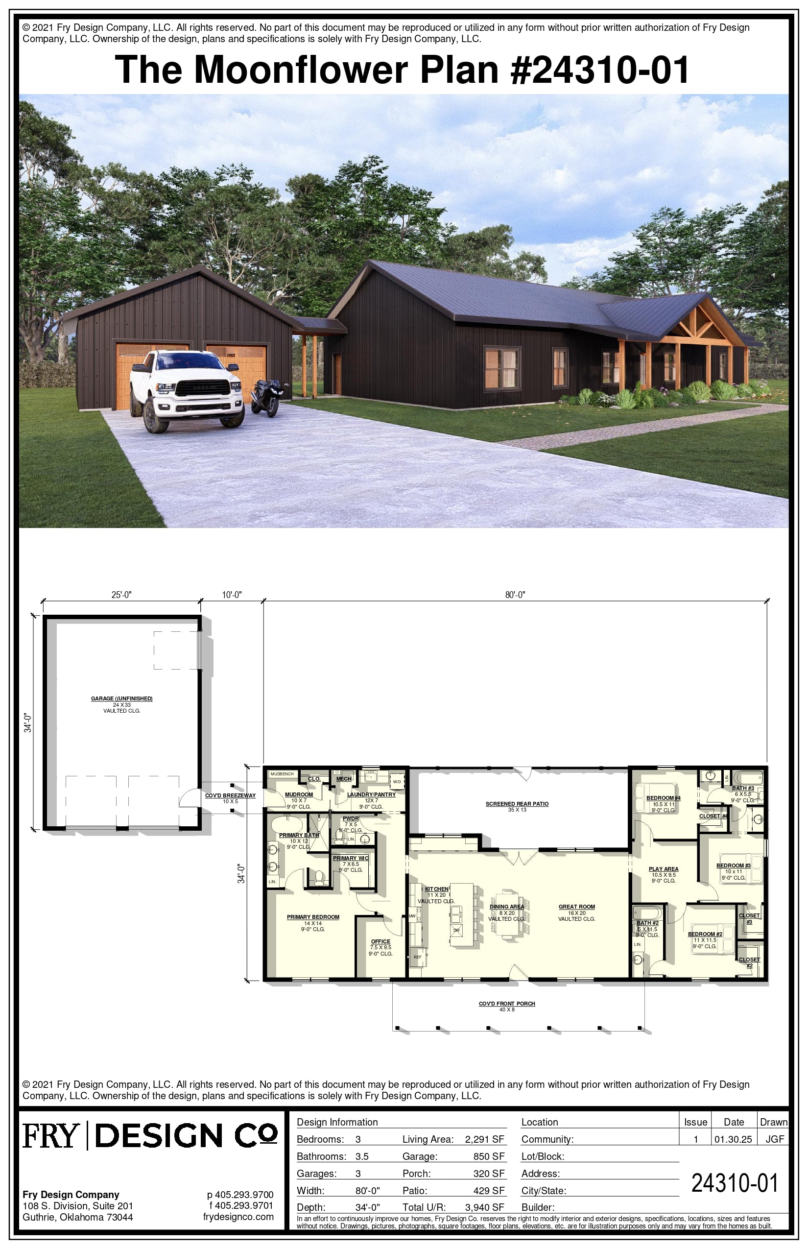 Moonflower Plan (4/3.5/3 2,291 SF)