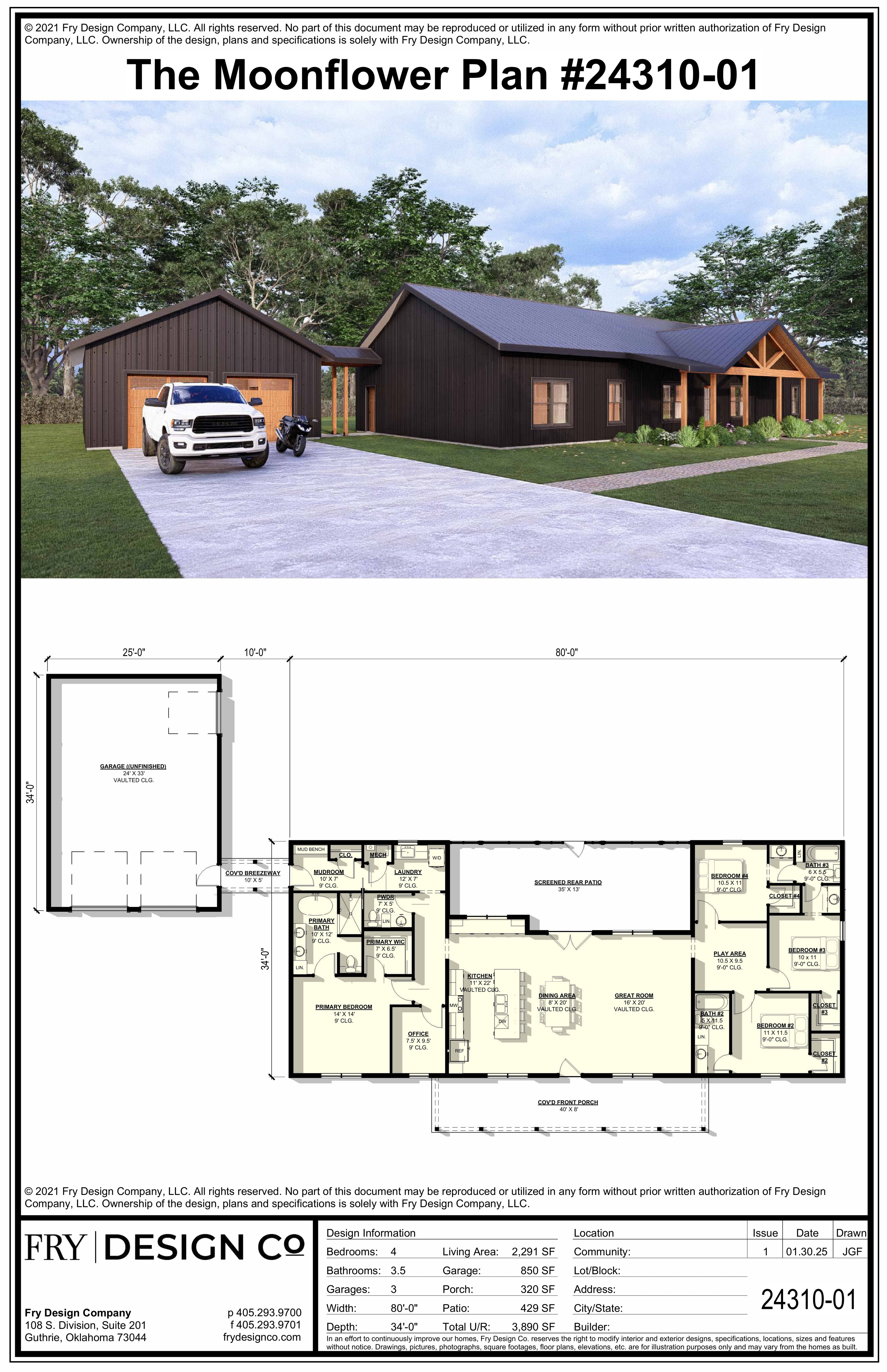 Moonflower Plan (4/3.5/3 2,291 SF)