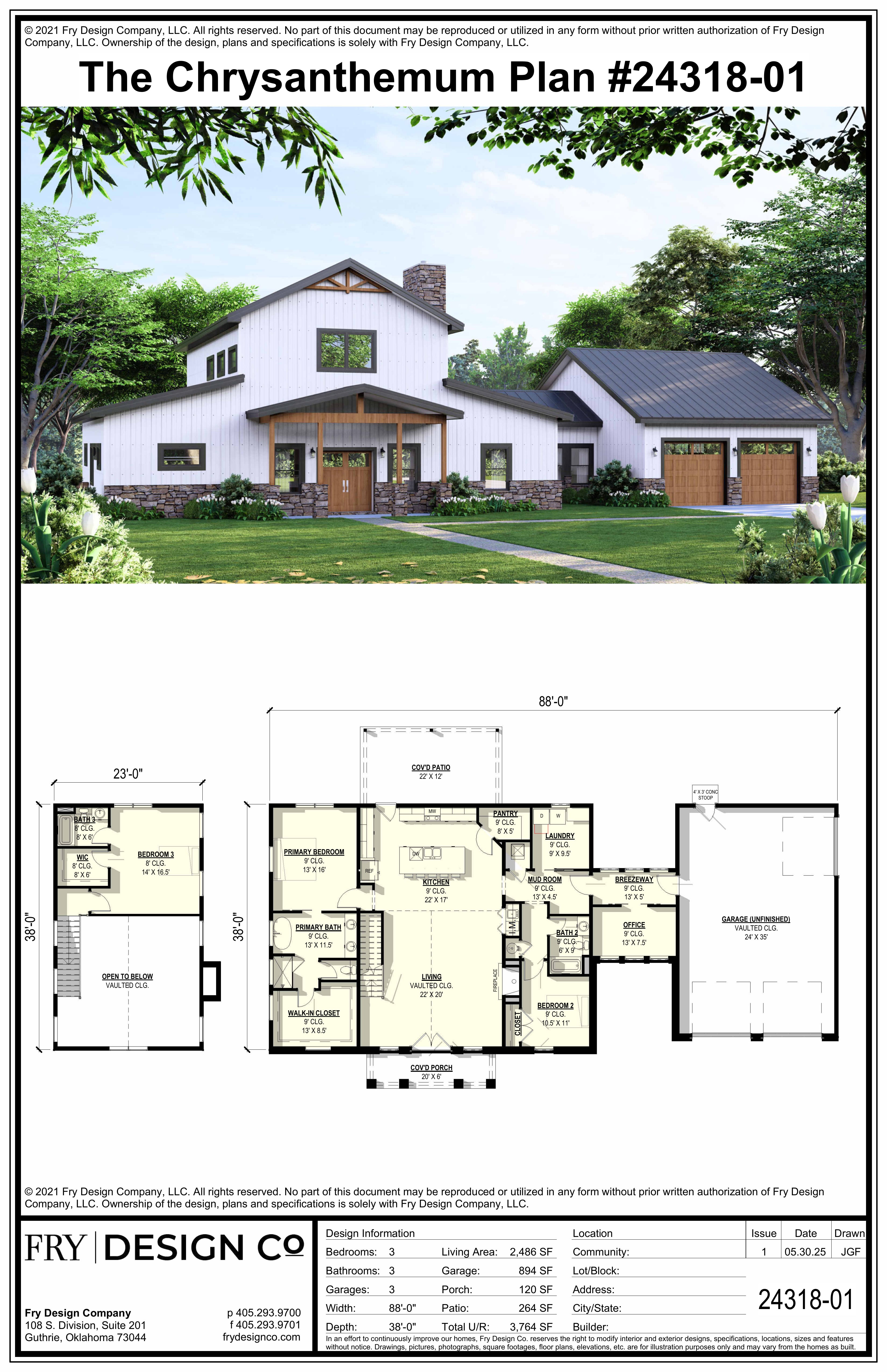 Chrysanthemum Plan (3/3/3 2,486 SF)