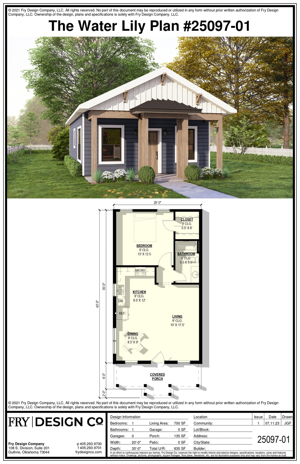 Water Lily Plan (1/1/0 700 SF)