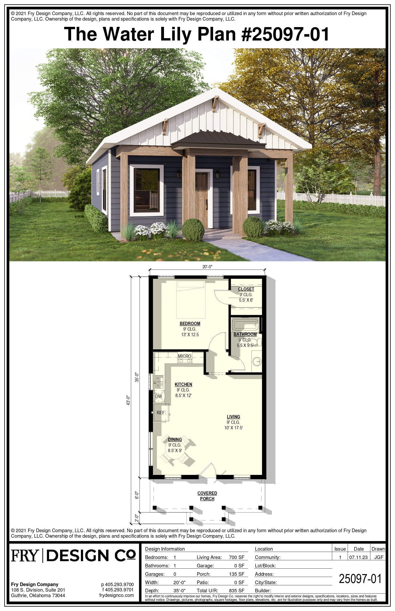 Water Lily Plan (1/1/0 700 SF)