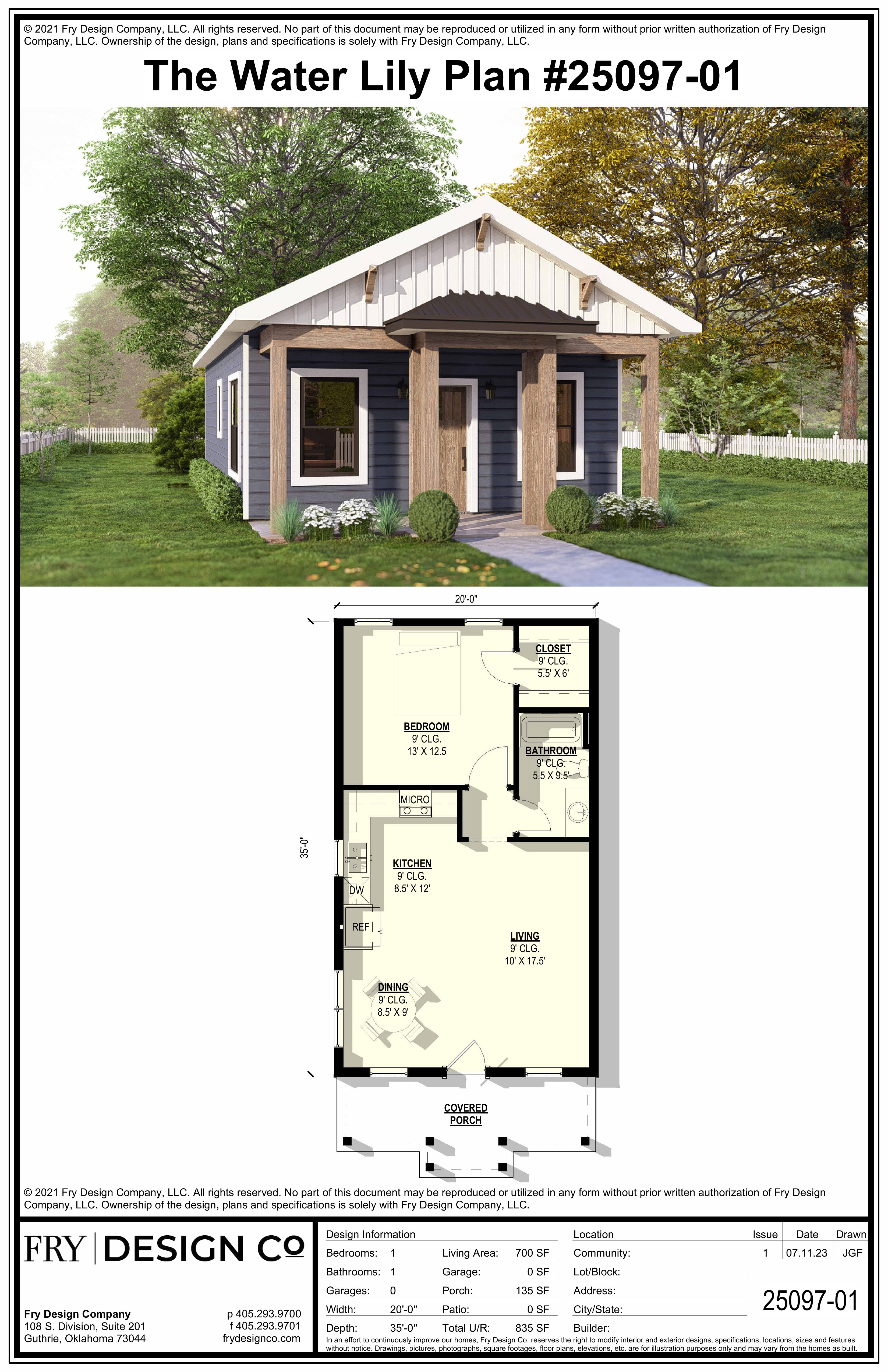 Water Lily Plan (1/1/0 700 SF)