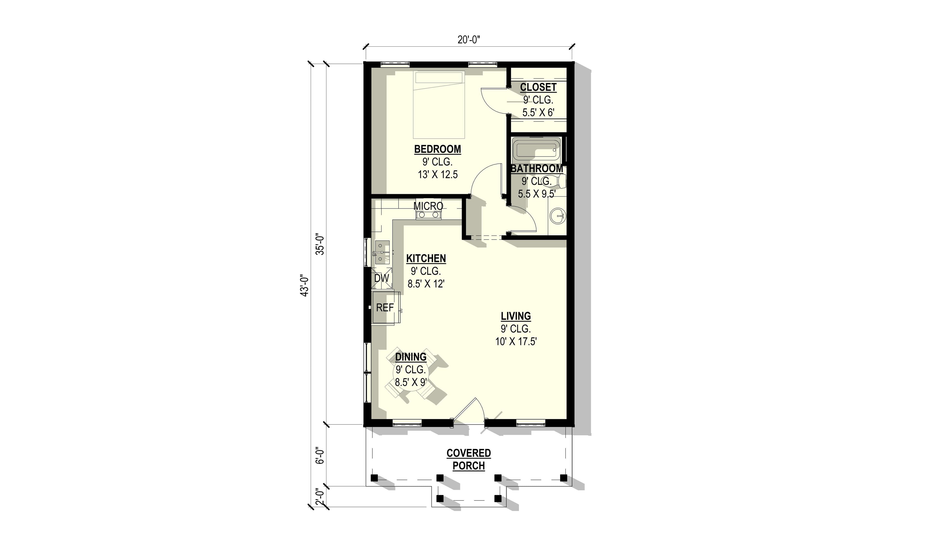 Water Lily Plan (1/1/0 700 SF)
