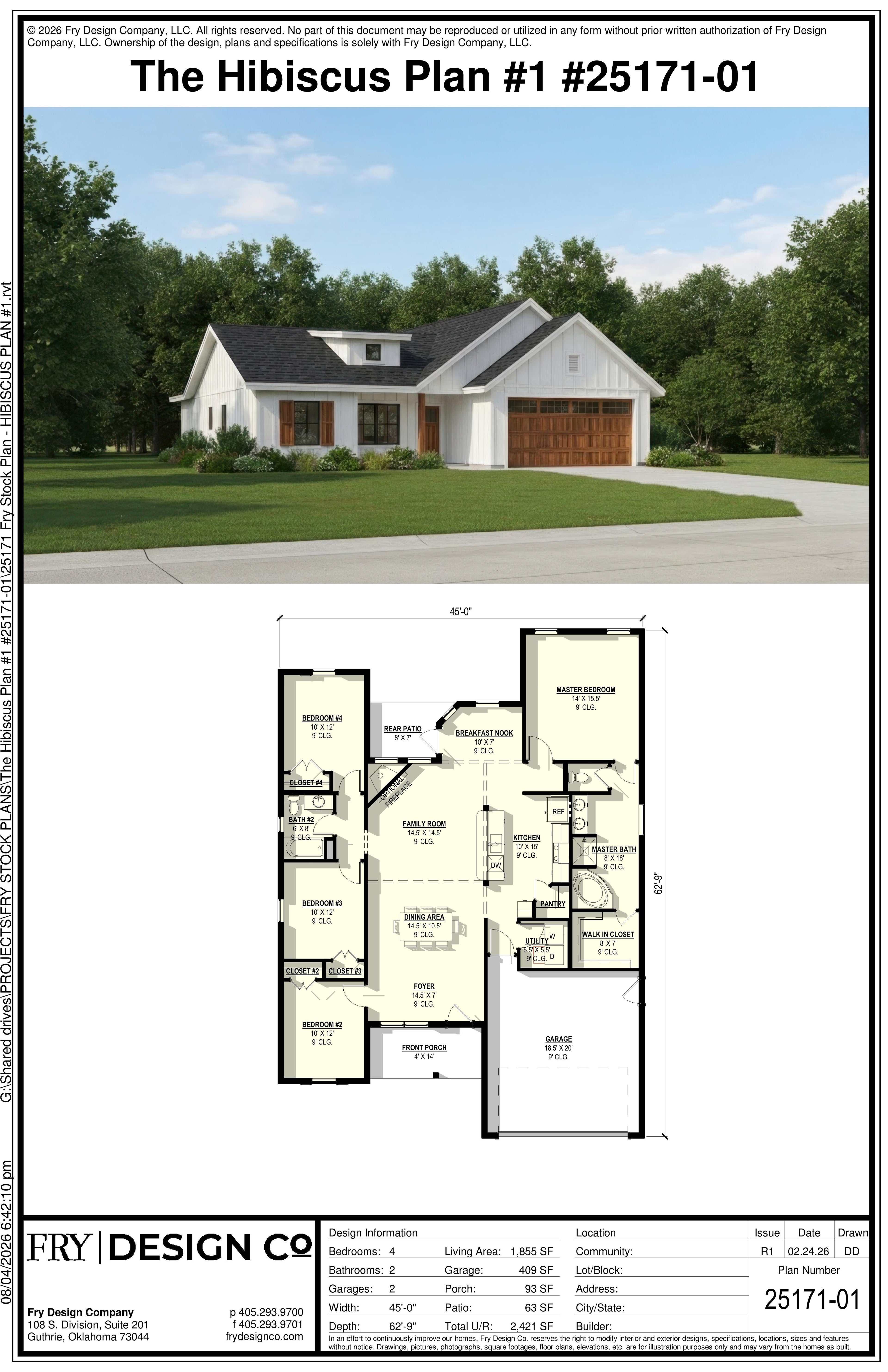 Hibiscus #1 Plan (4/2/2 1,855 SF)