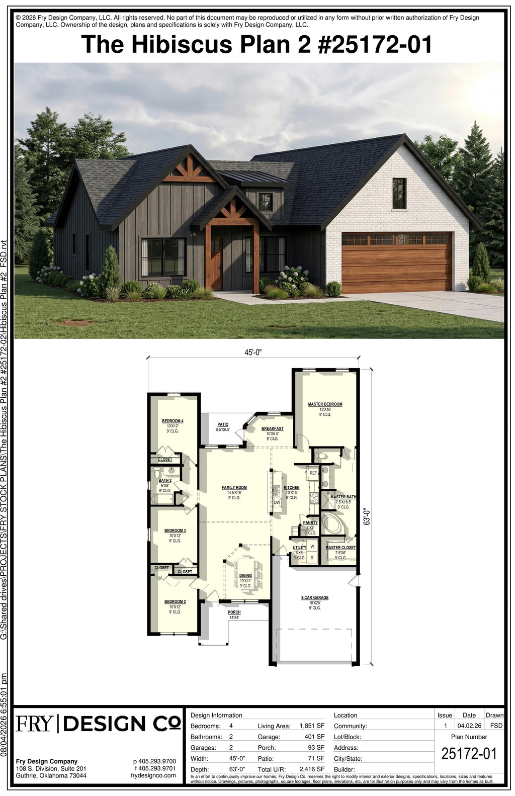 Hibiscus #2 Plan (4/2/2 1,851 SF)