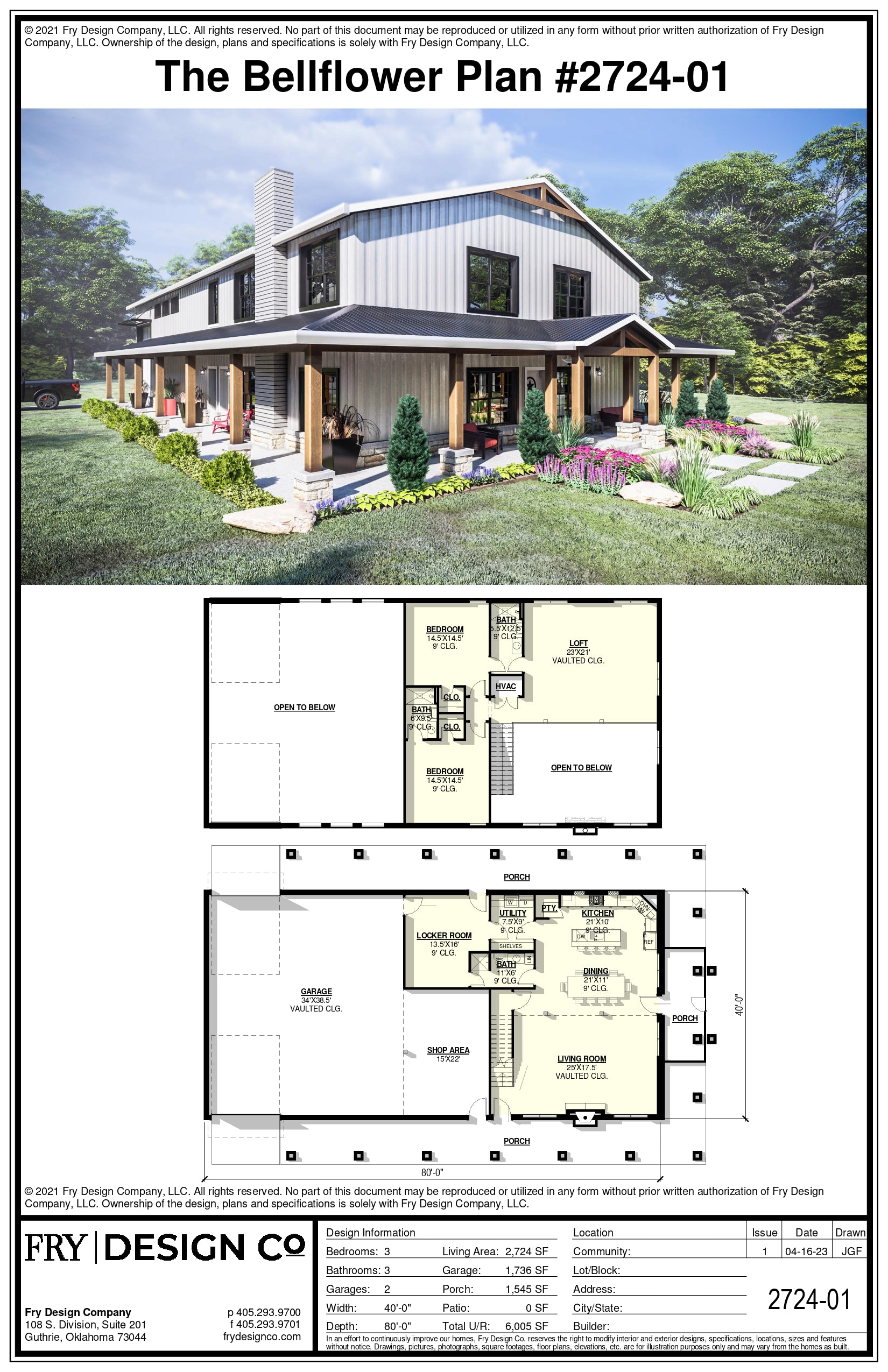 Bellflower Plan (3/3/2 2,724 SF)