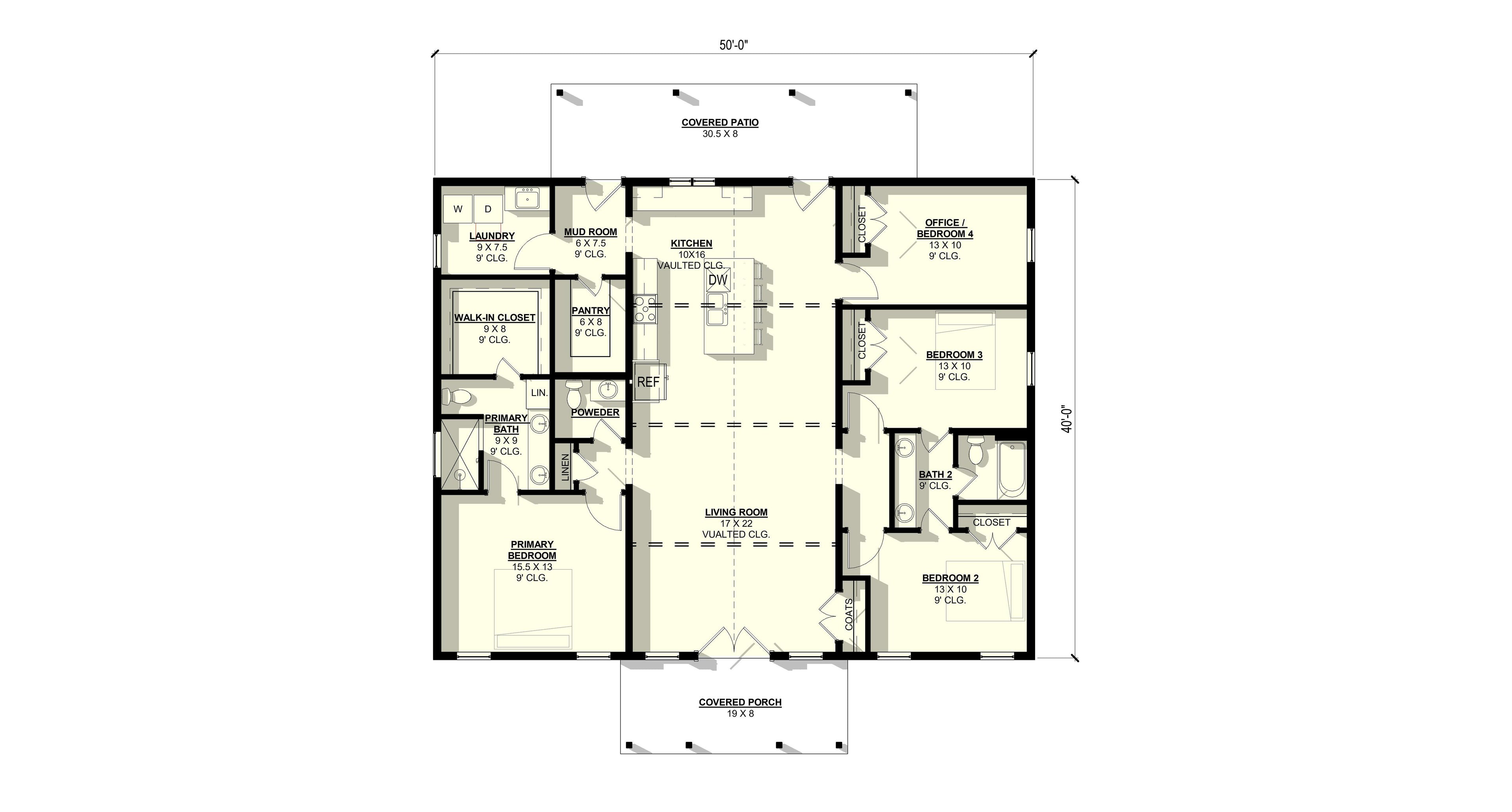 Marigold Plan (4/2.5/0 2,000 SF)