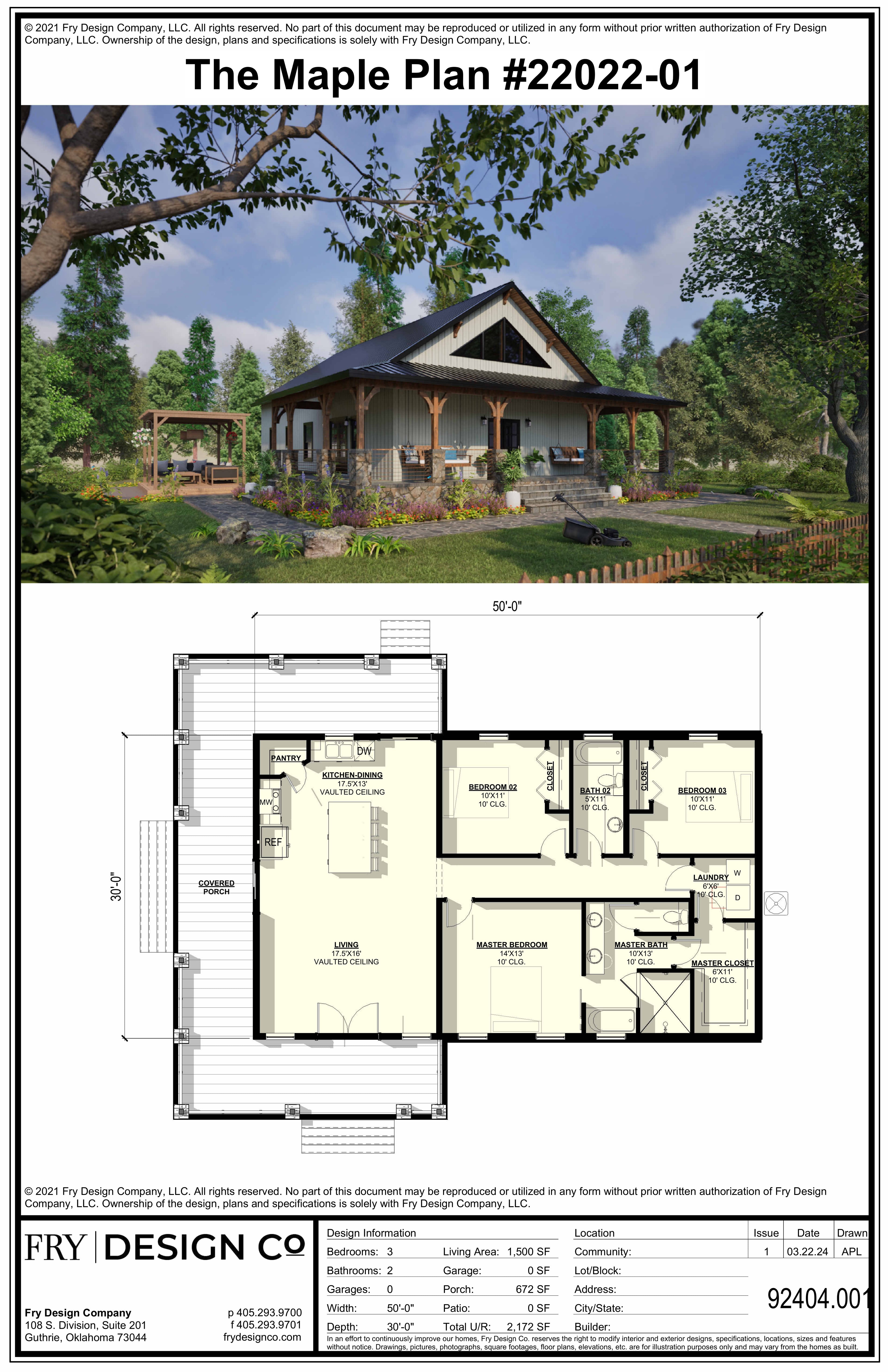 Orchid Plan (3/2/0 1,500 SF)