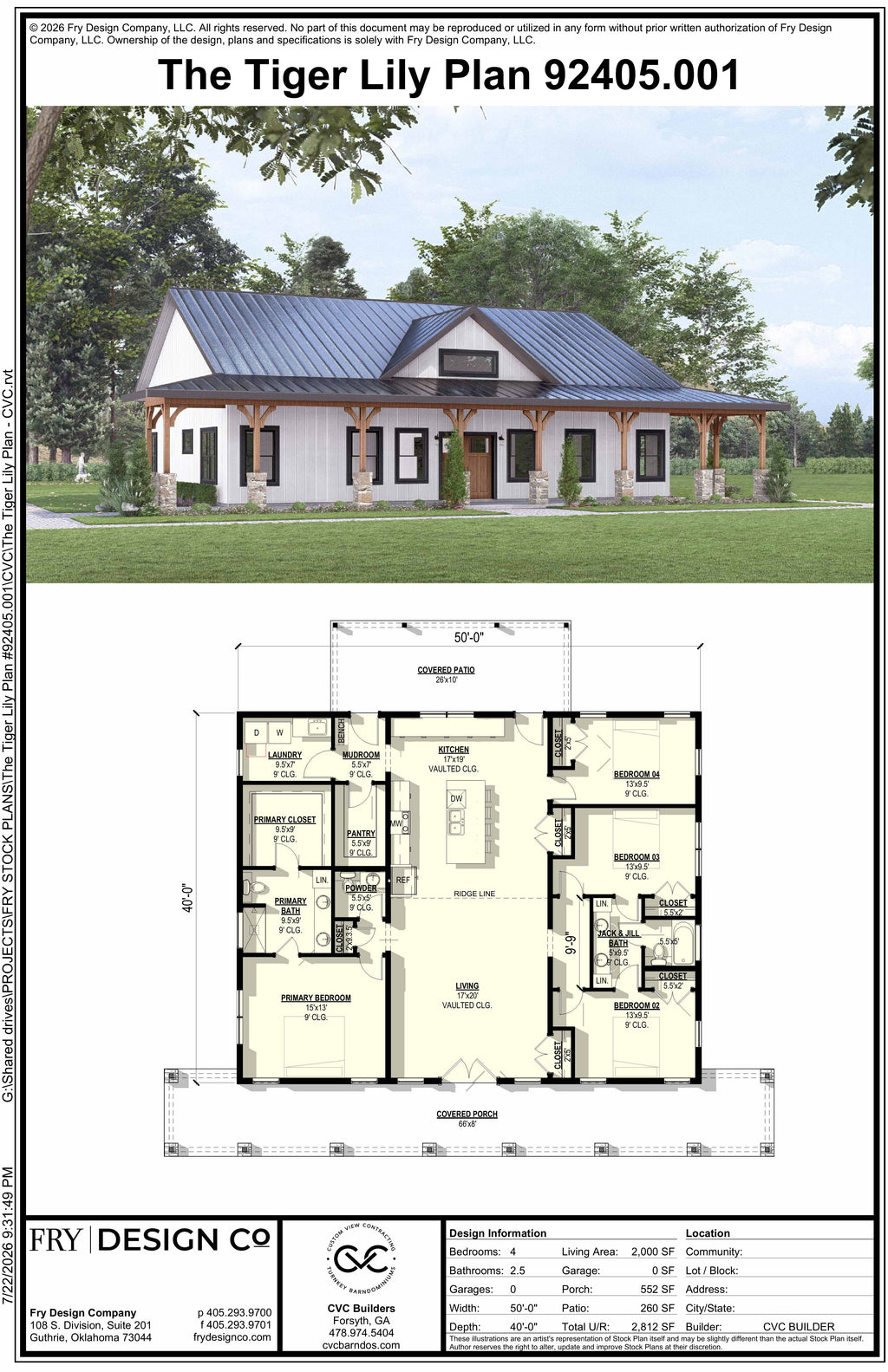 Tiger Lily Plan (4/2.5/0 2,000 SF)