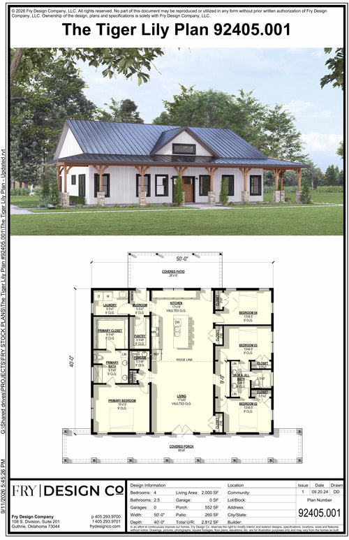 Tiger Lily Plan (4/2.5/0 2,000 SF)