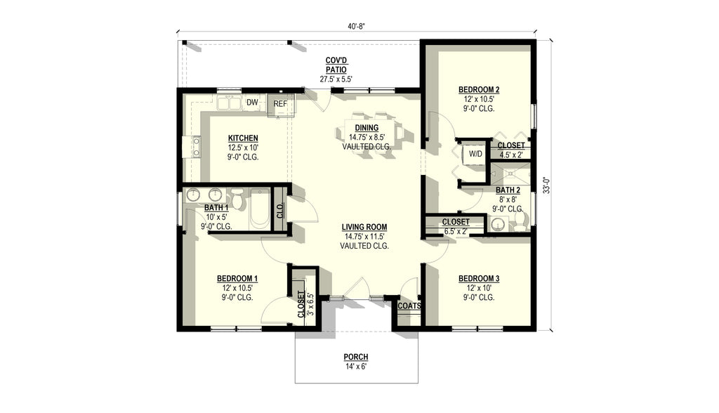 Berkeley Plan #1 (3/2/0 1,161 SF)