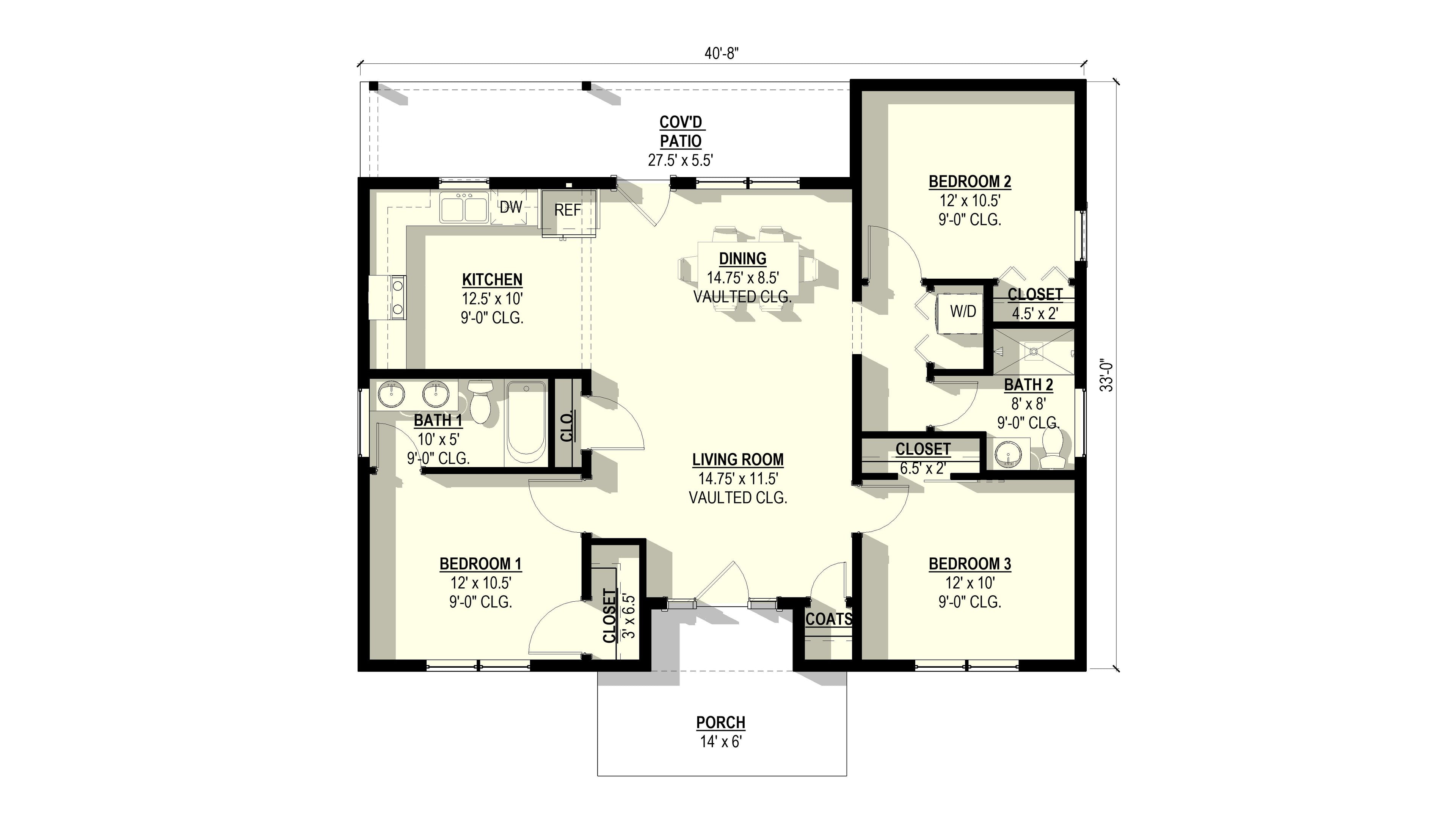 Berkeley Plan #1 (3/2/0 1,161 SF)