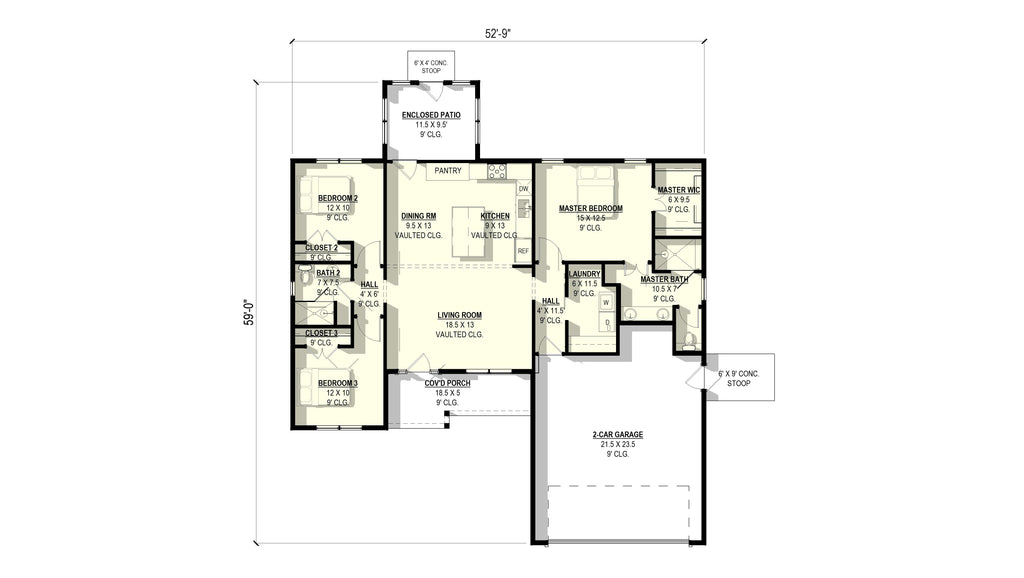 Dahlia 1 Plan (3/2/2 1,442 SF)