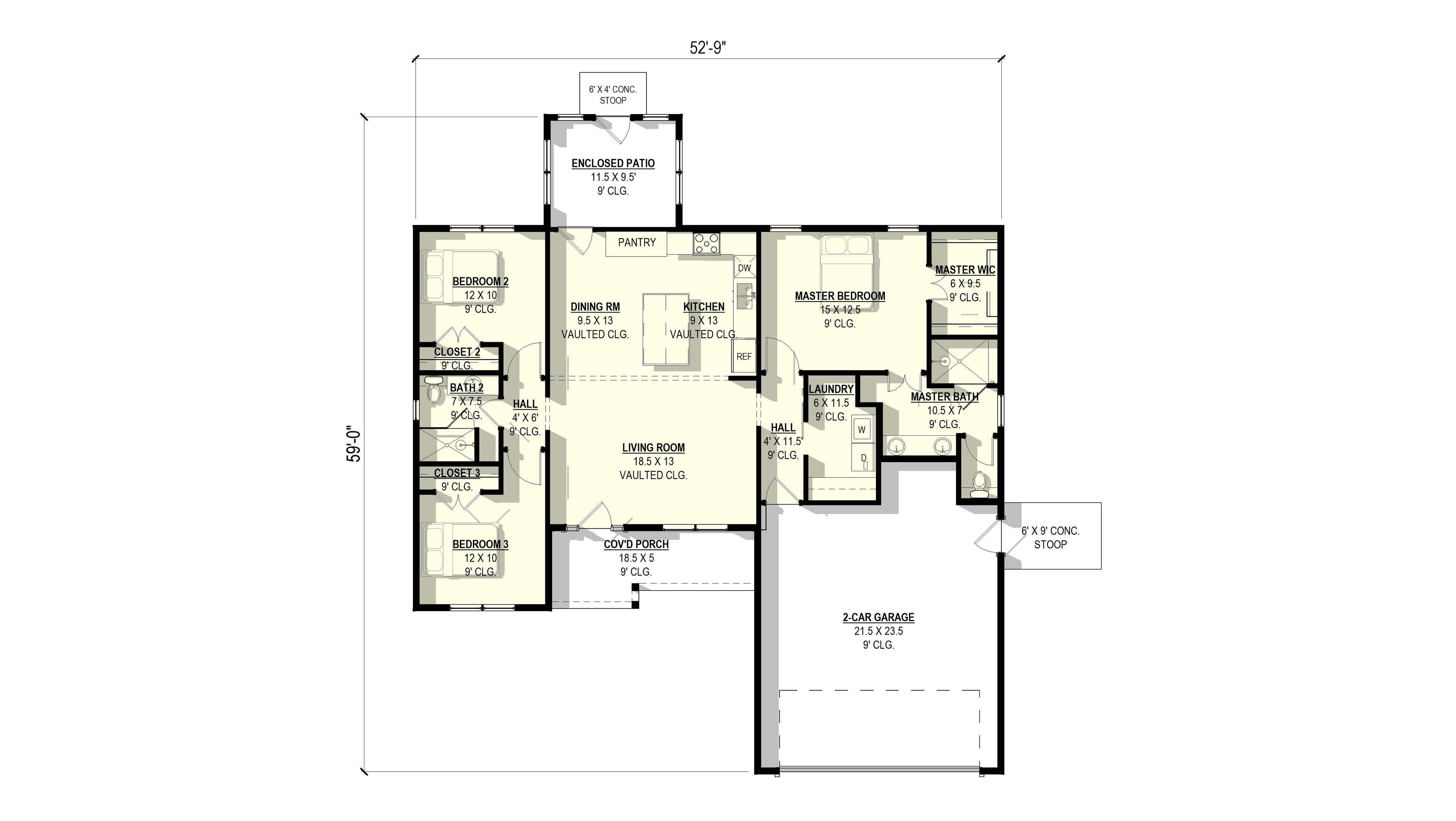 Dahlia 1 Plan (3/2/2 1,442 SF)
