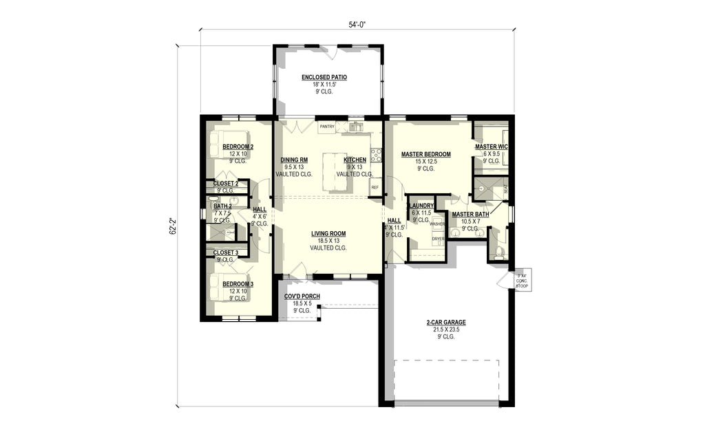 Dahlia 2 Plan (3/2/2 1,535 SF)