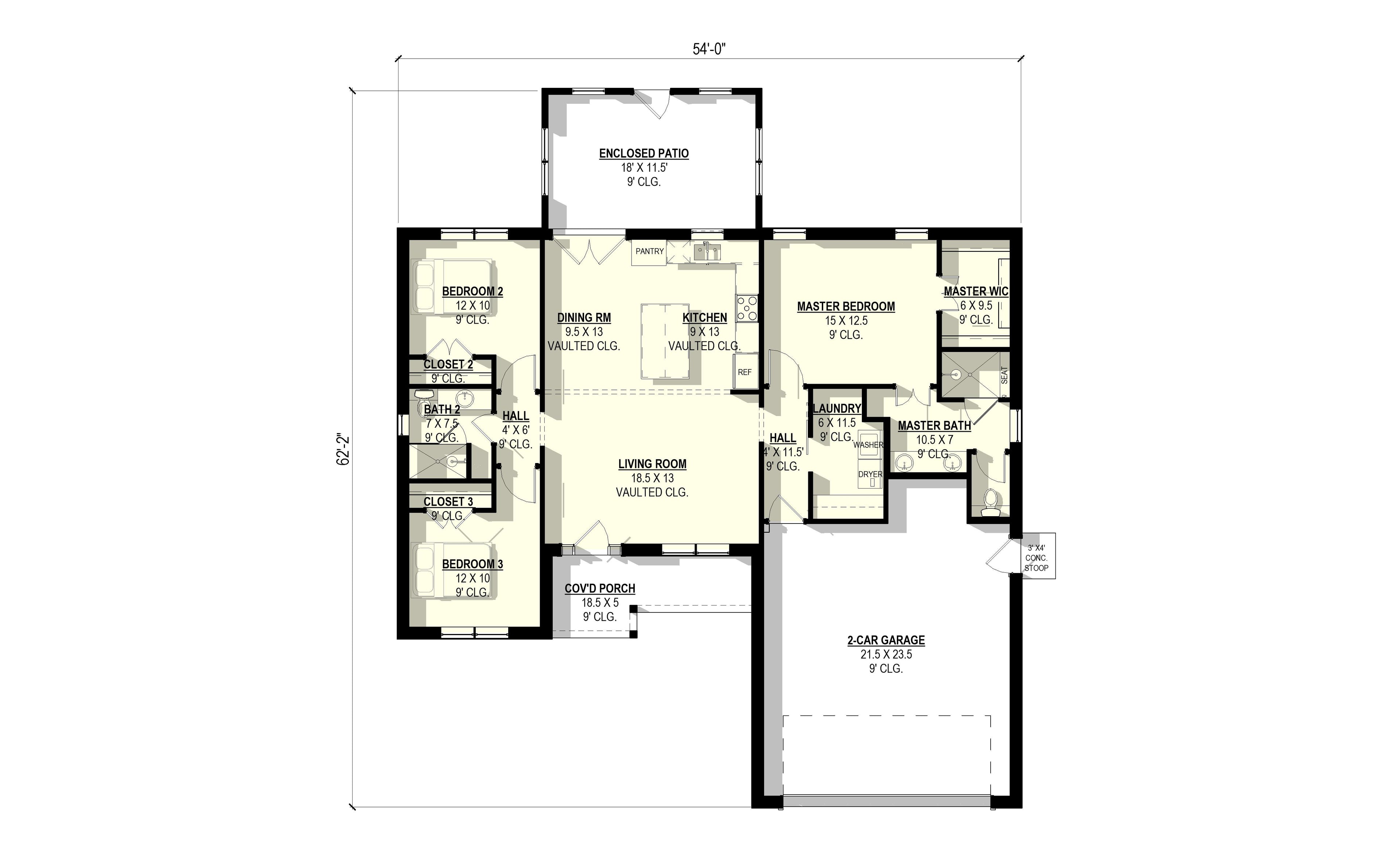 Dahlia 2 Plan (3/2/2 1,535 SF)