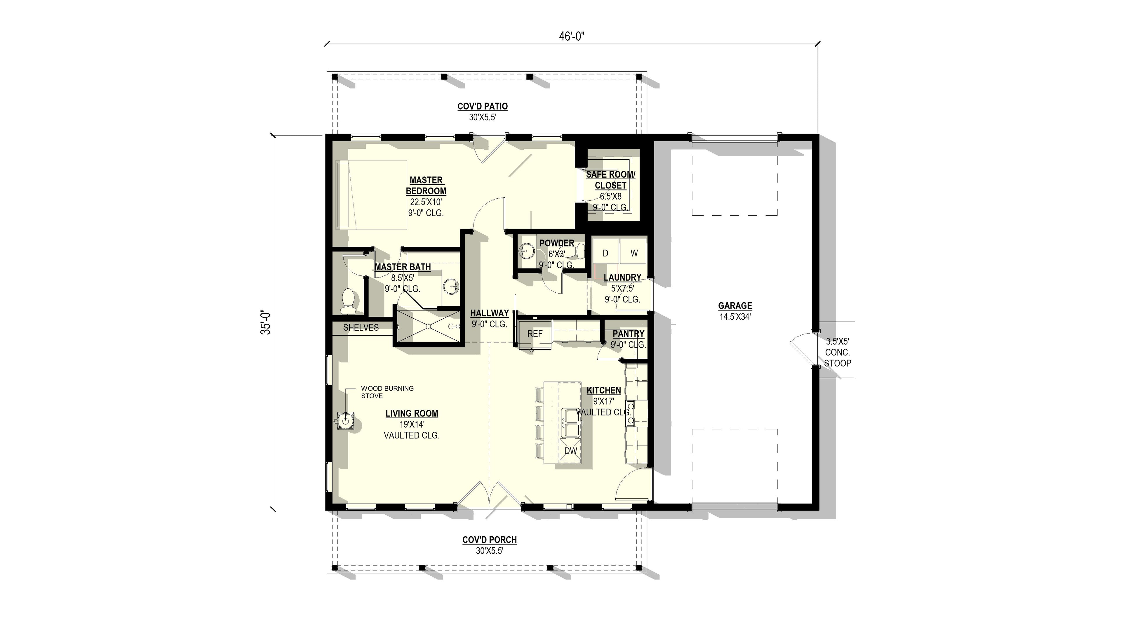 Ground Pine Plan (1/1.5/2 1,070 SF)