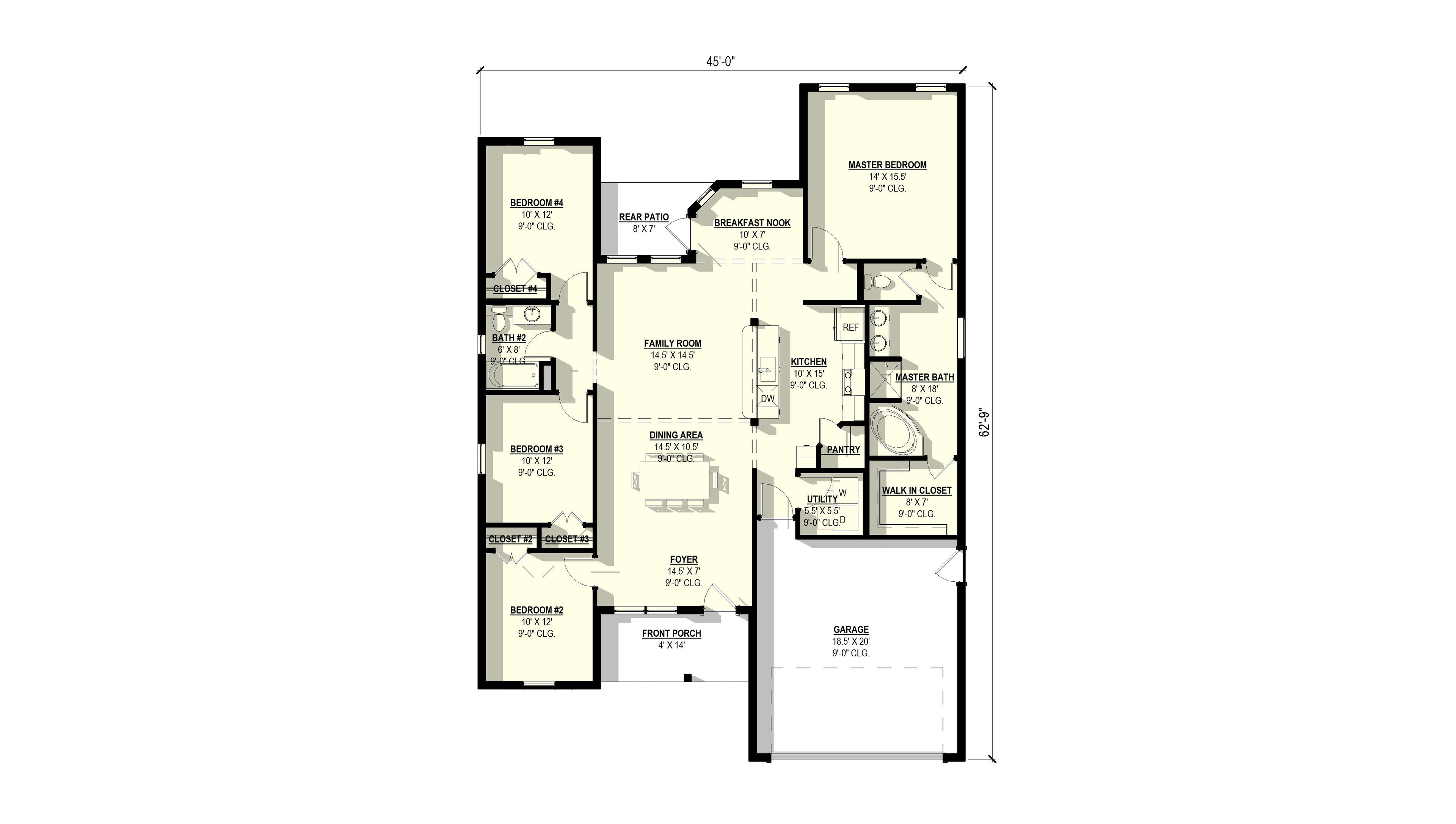 Hibiscus #1 Plan (4/2/2 1,858 SF)