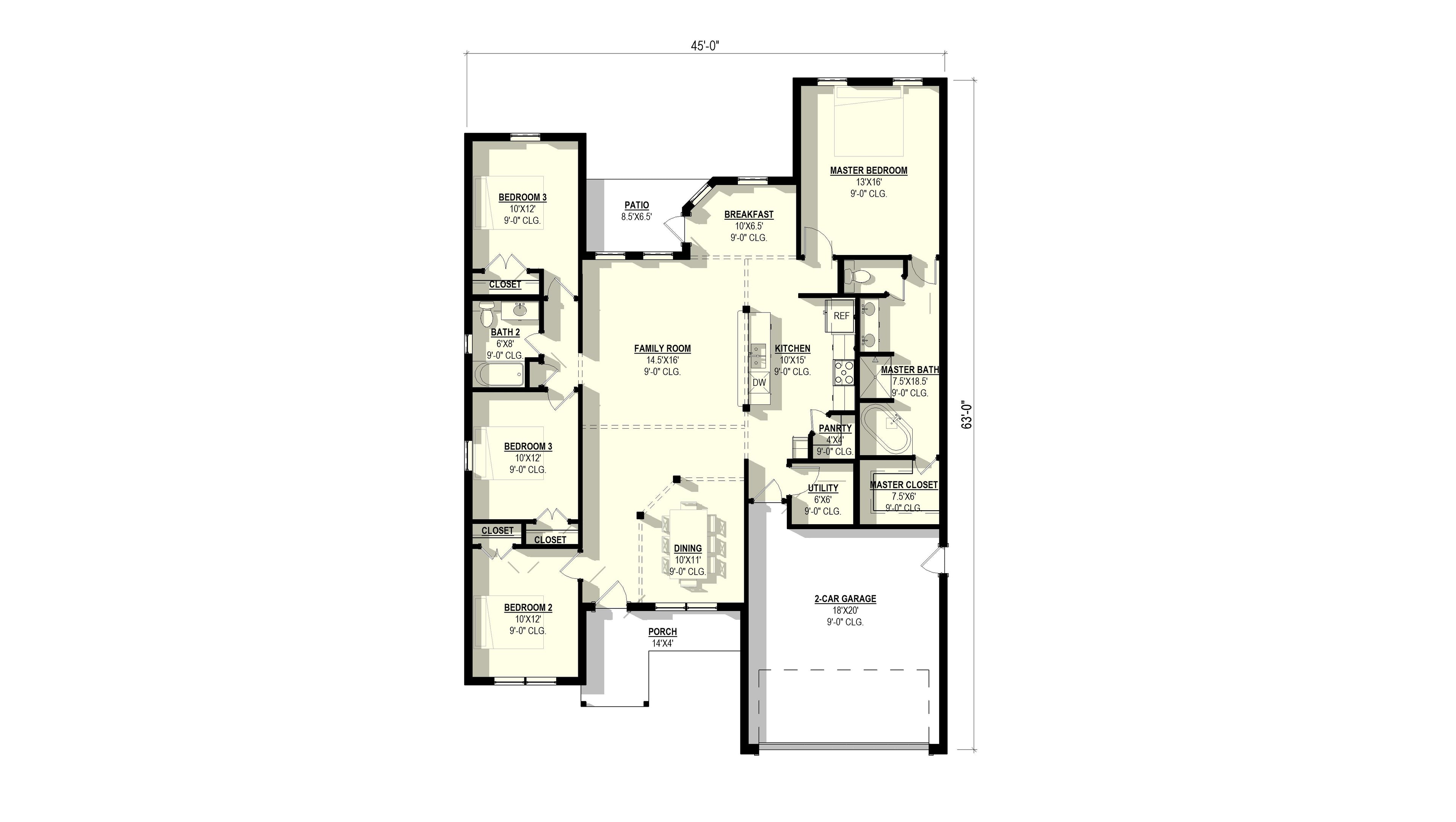 Hibiscus #2 Plan (4/2/2 1,851 SF)