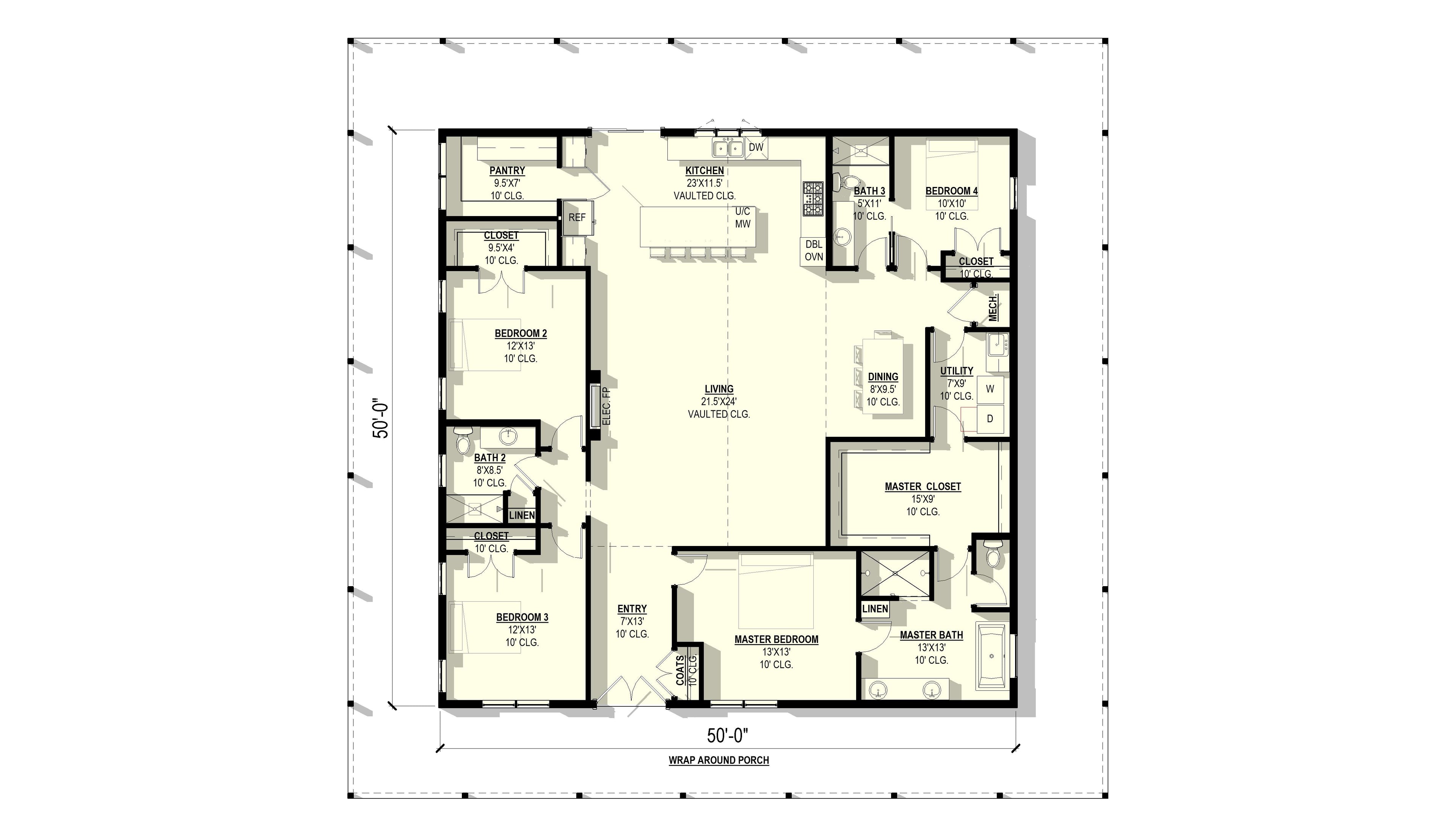 Larch Plan (4/3/0 2,500 SF)