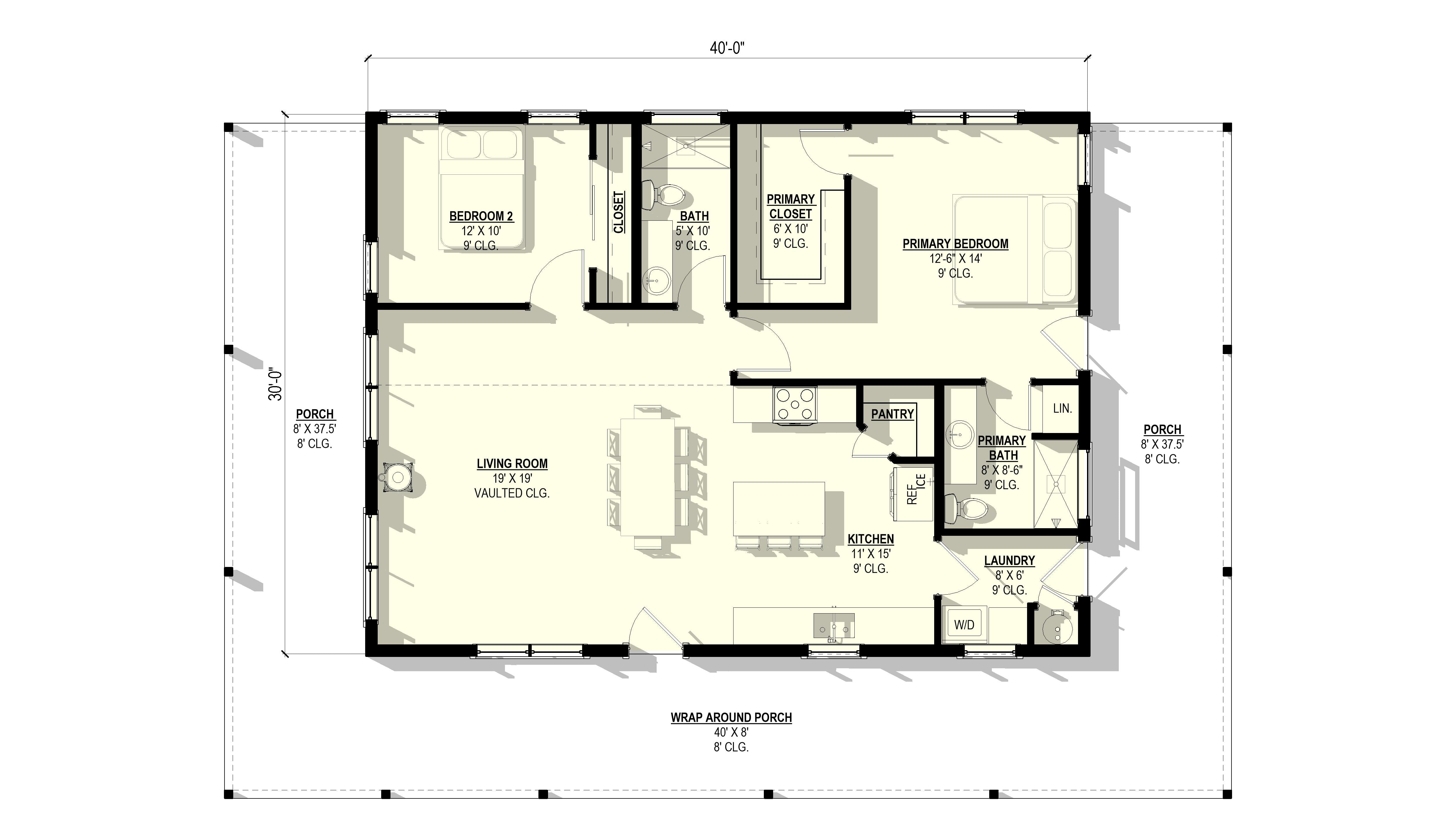 Locust Plan (2/2/0 1,200 SF)