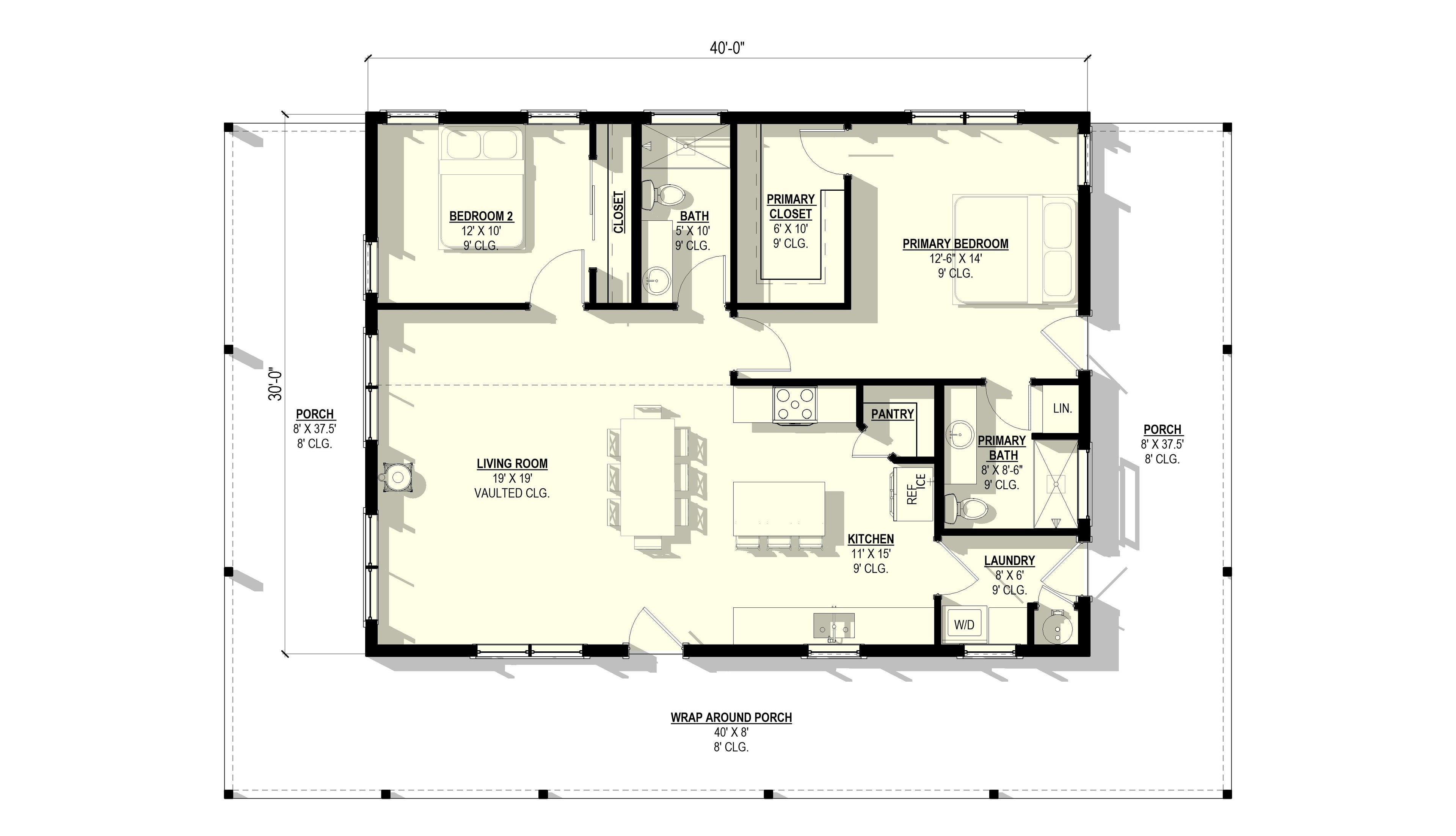 Locust Plan (2/2/0 1,200 SF)