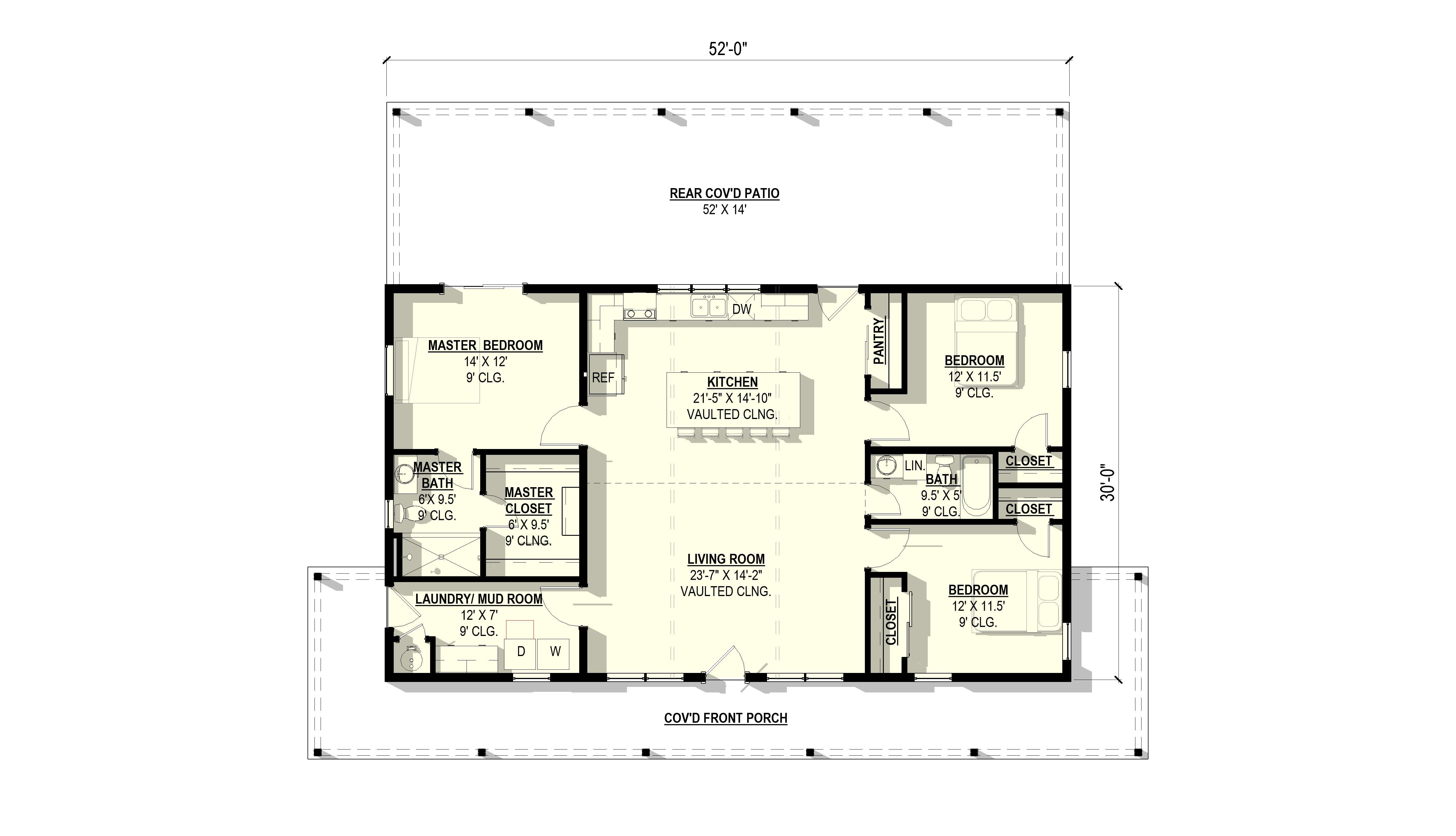 Ponderosa Pine Plan (3/2/0 1,560 SF)
