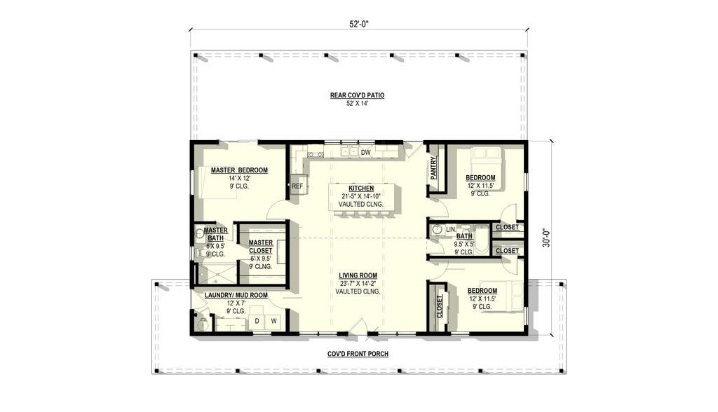 Ponderosa Pine Plan (3/2/0 1,560 SF)