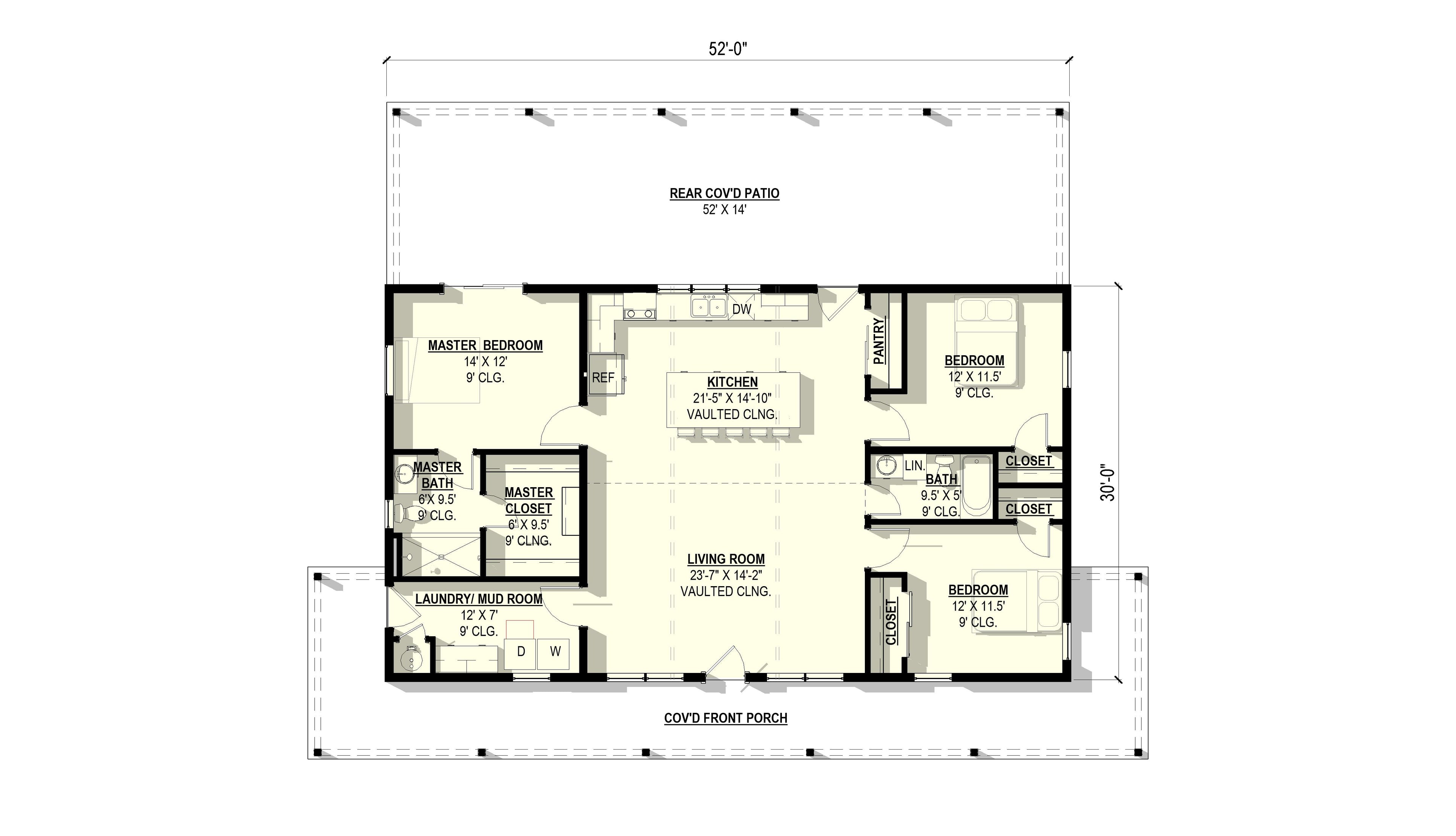 Ponderosa Pine Plan (3/2/0 1,560 SF)