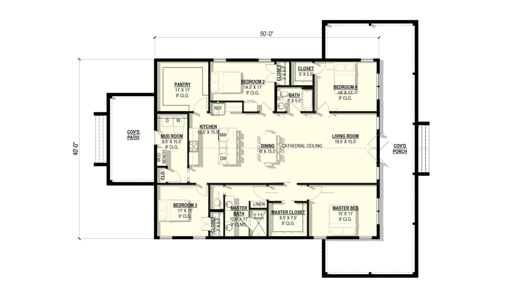 Sycamore #1 Plan (4/2/0 2,000 SF)