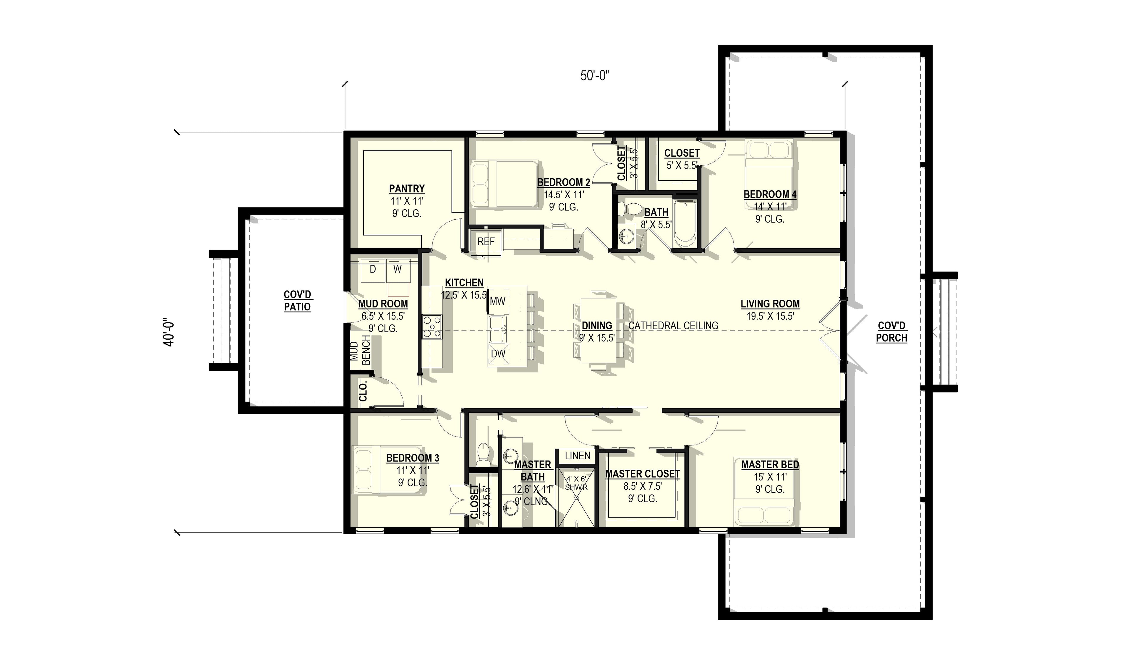 Sycamore #1 Plan (4/2/0 2,000 SF)