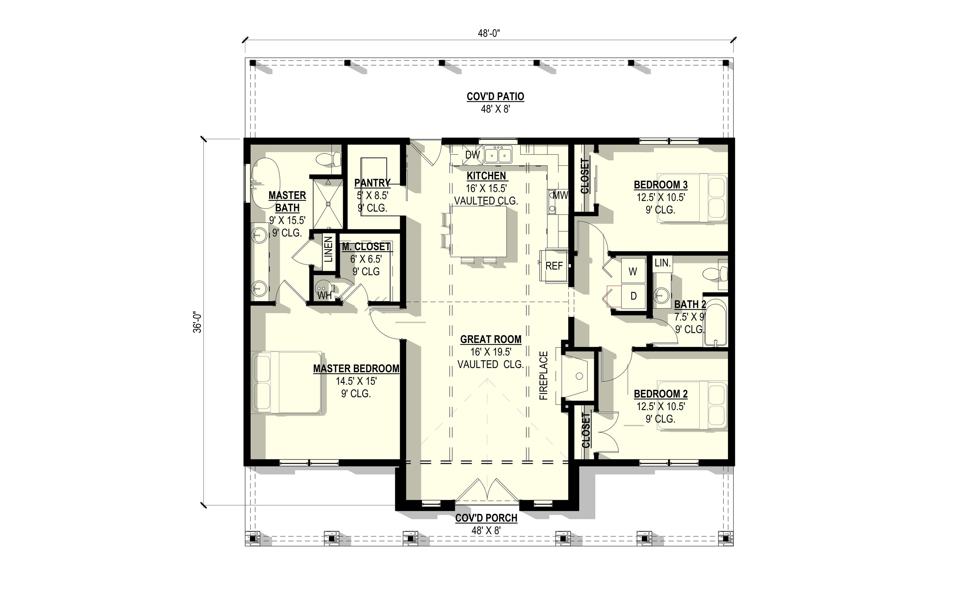 Cottonwood #1 Plan (3/2/0 1,604 SF)