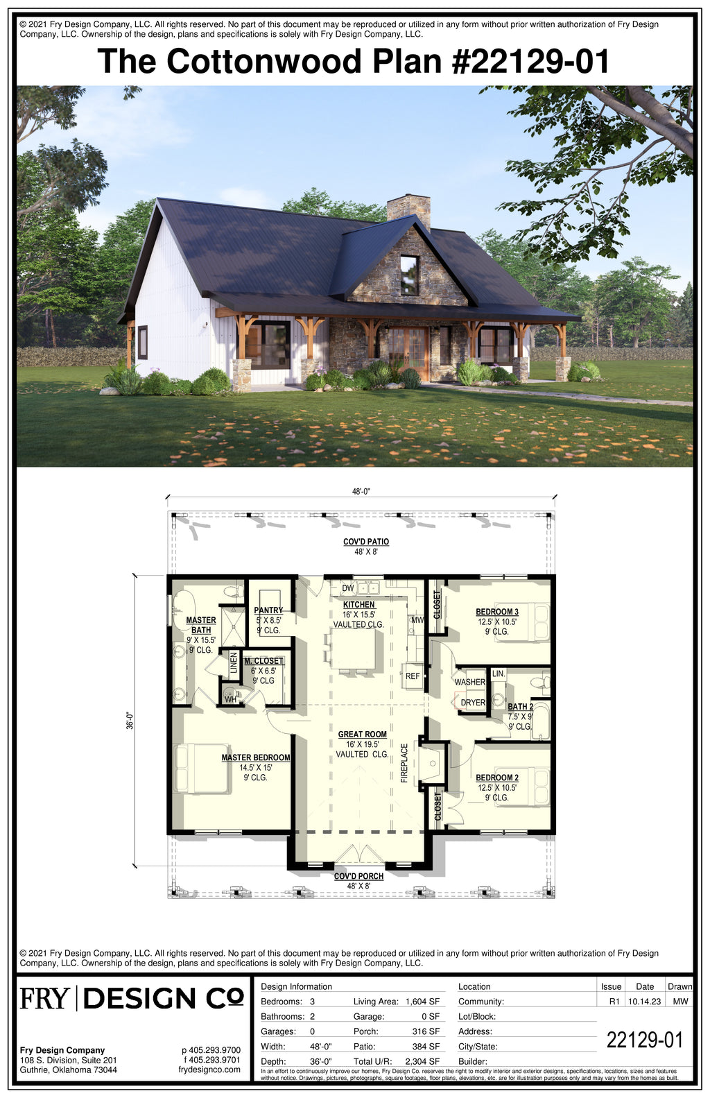 Cottonwood #1 Plan (3/2/0 1,604 SF)