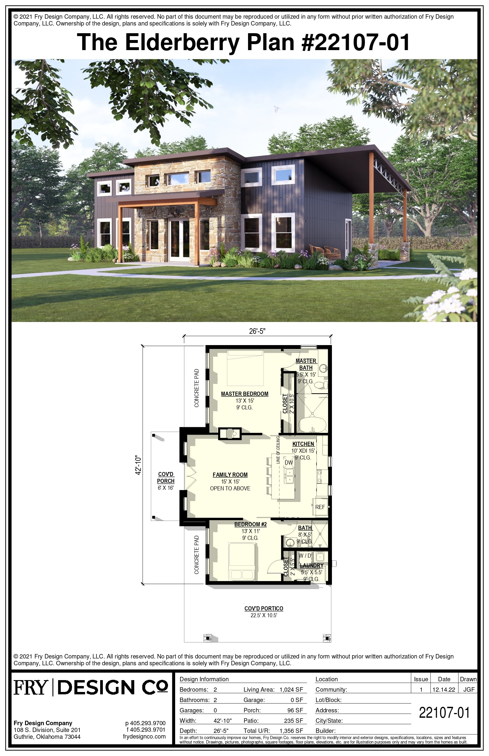 Elderberry 1 Plan (2/2/0 1,024 SF)