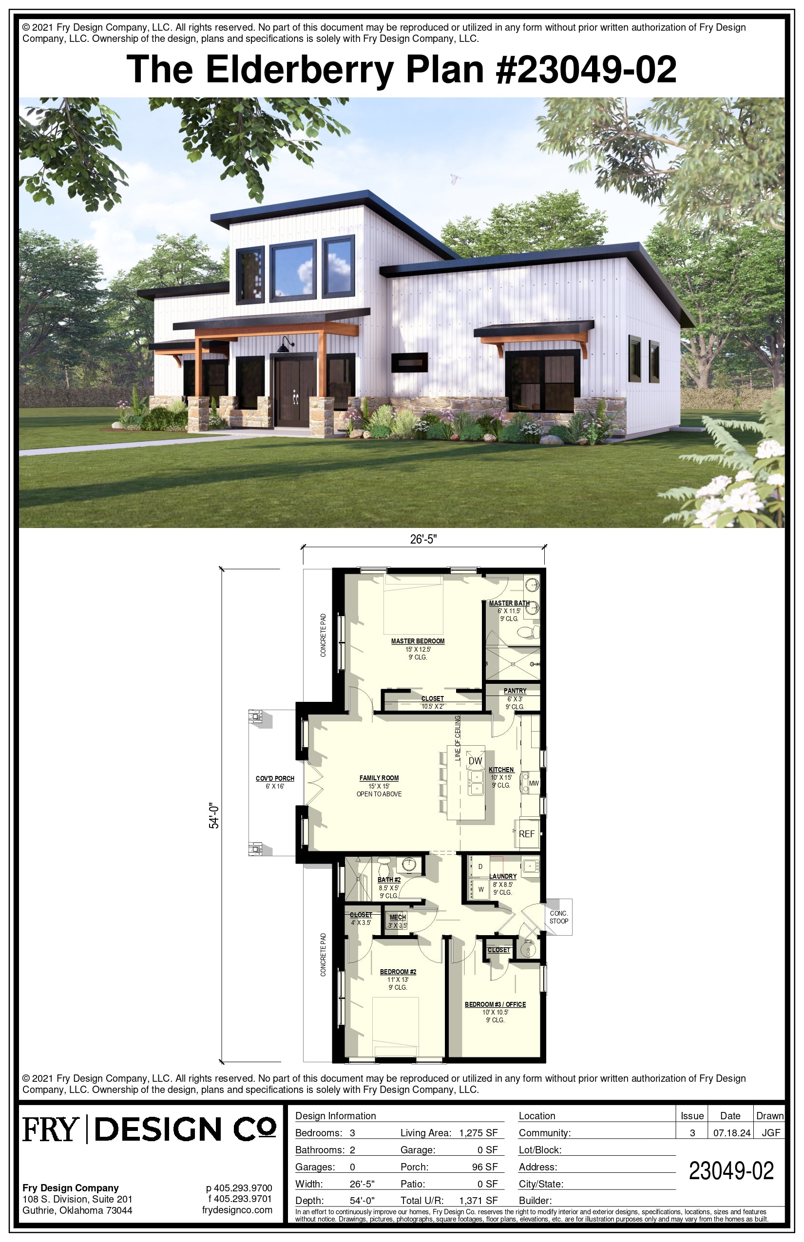 Elderberry 2 Plan (3/2/0 1,275 SF)