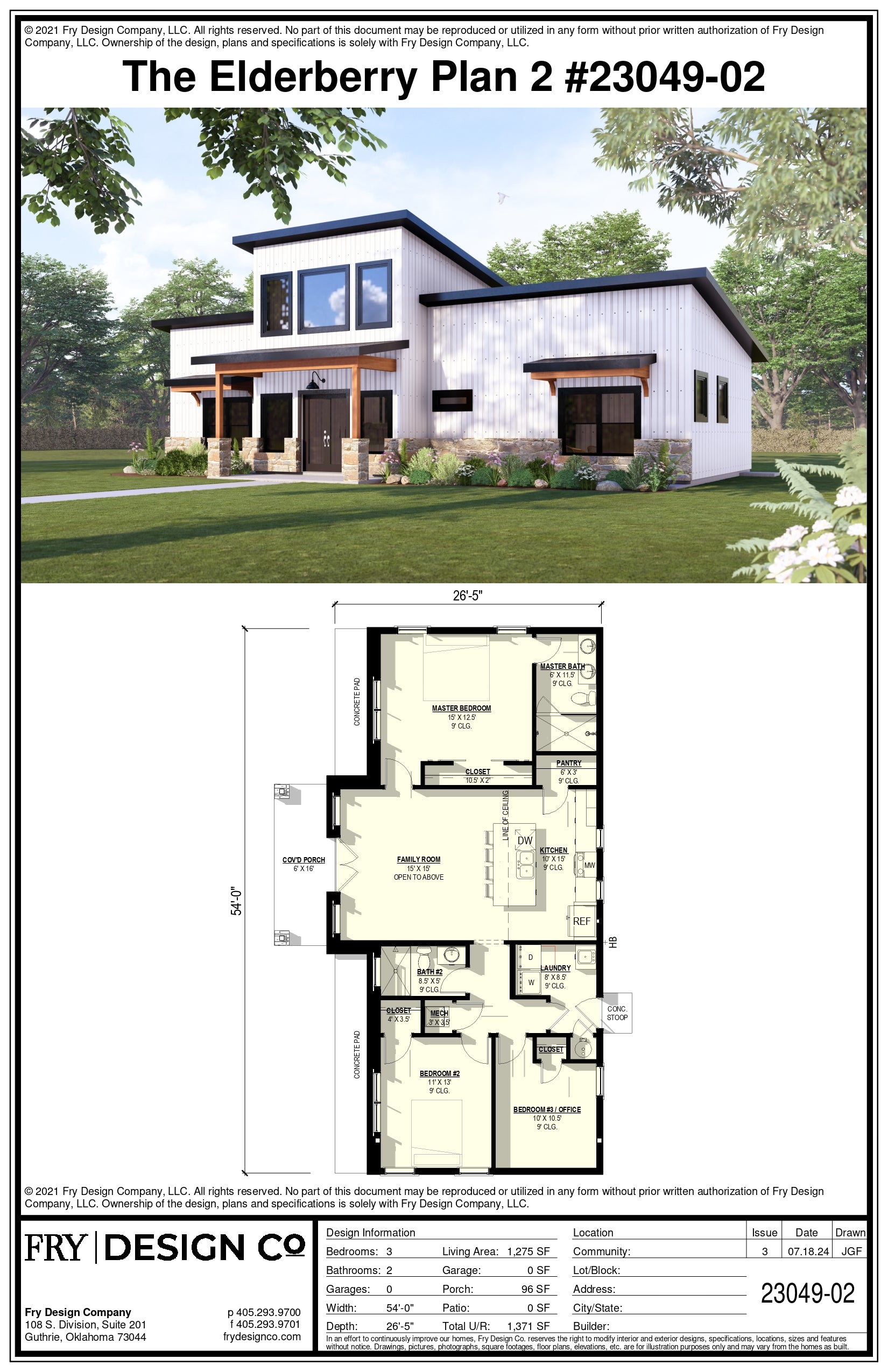 Elderberry #2 Plan (3/2/0 1,275 SF)