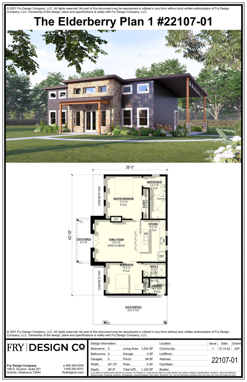 Elderberry #1 Plan (2/2/0 1,024 SF)