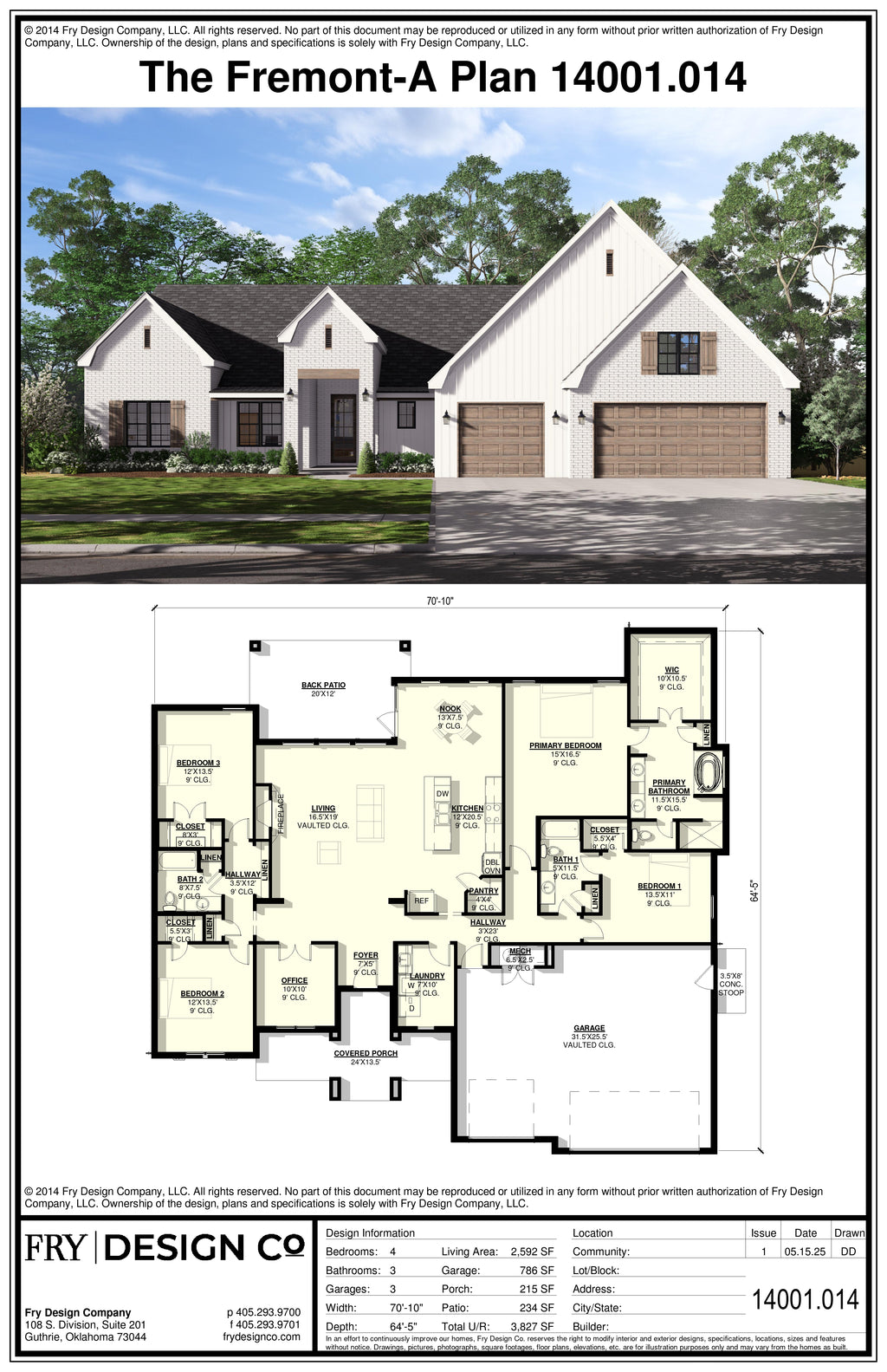 Fremont A Plan (4/3/3 2,592 SF)