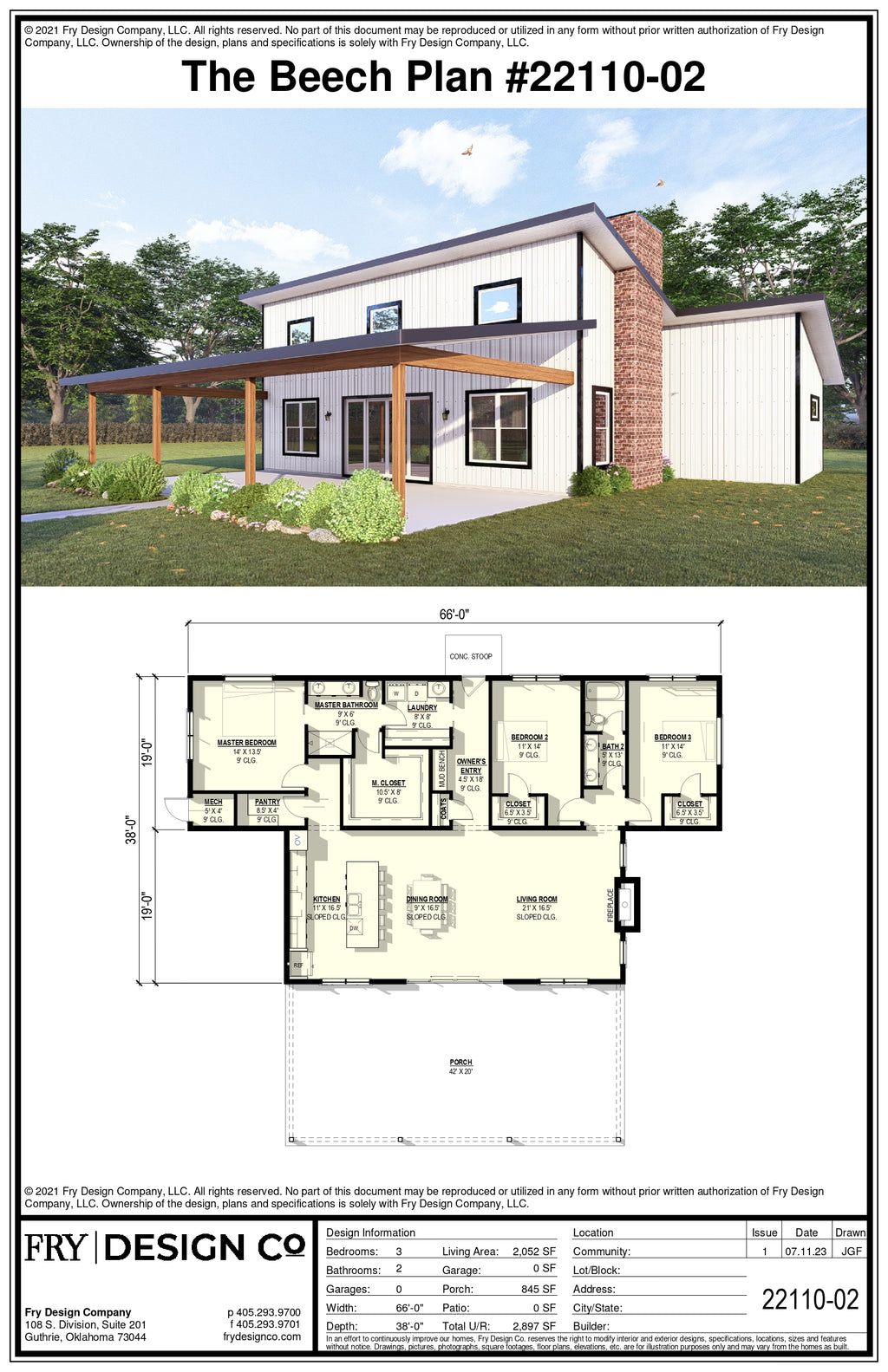 Beech #2 Plan (3/2/0 2,052 SF)