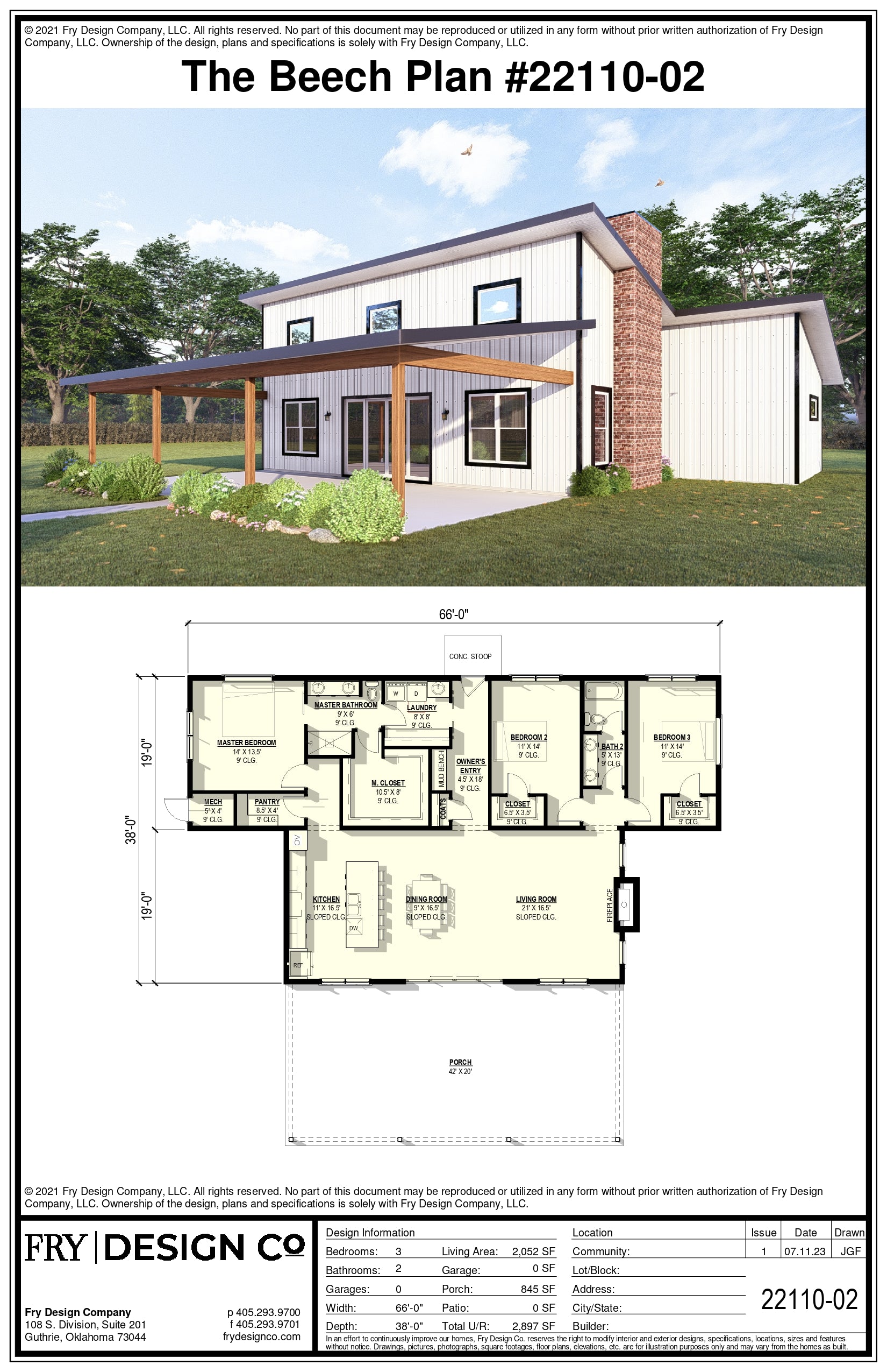 Beech #2 Plan (3/2/0 2,052 SF)