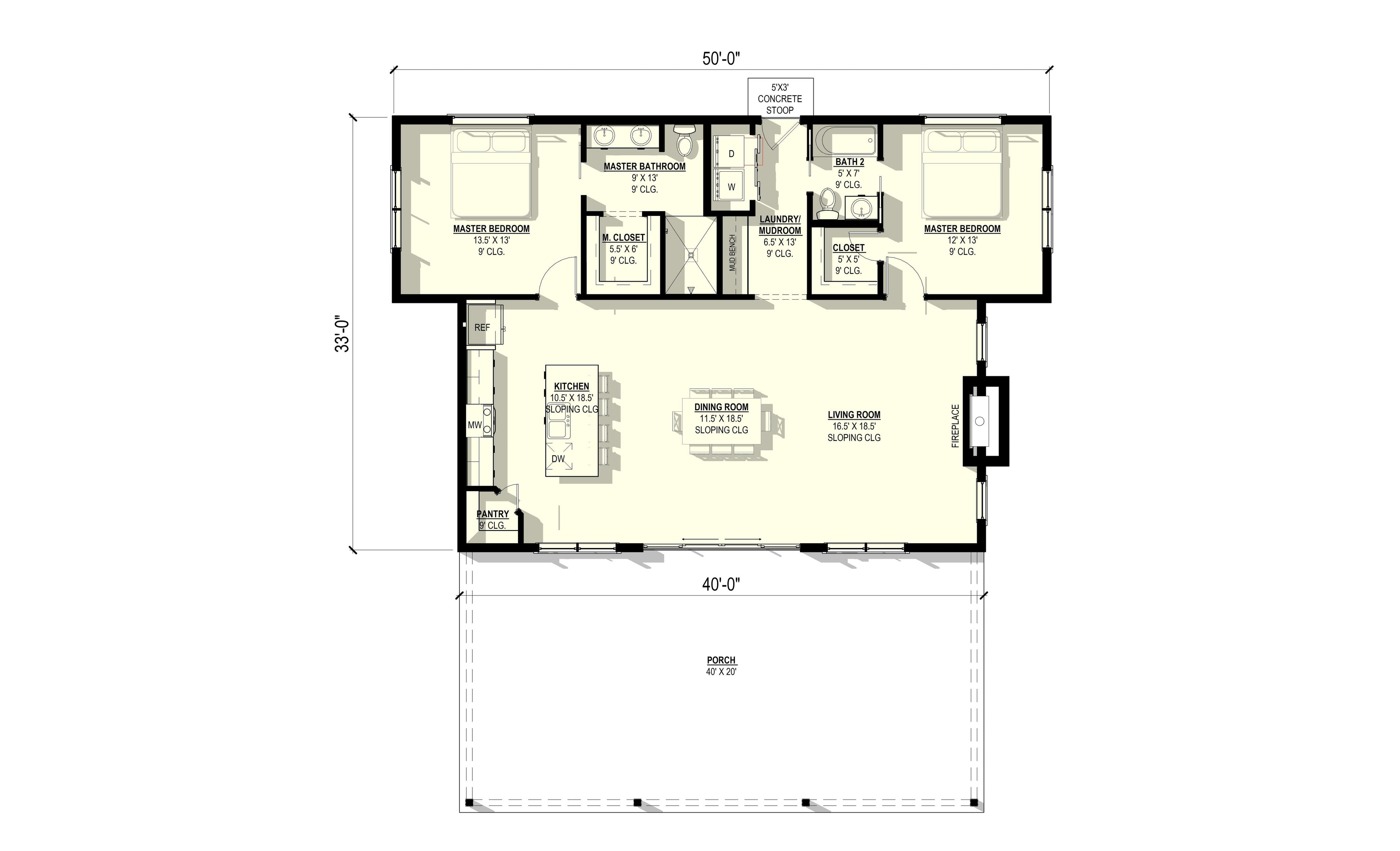 Beech #2 Plan (3/2/0 2,052 SF)