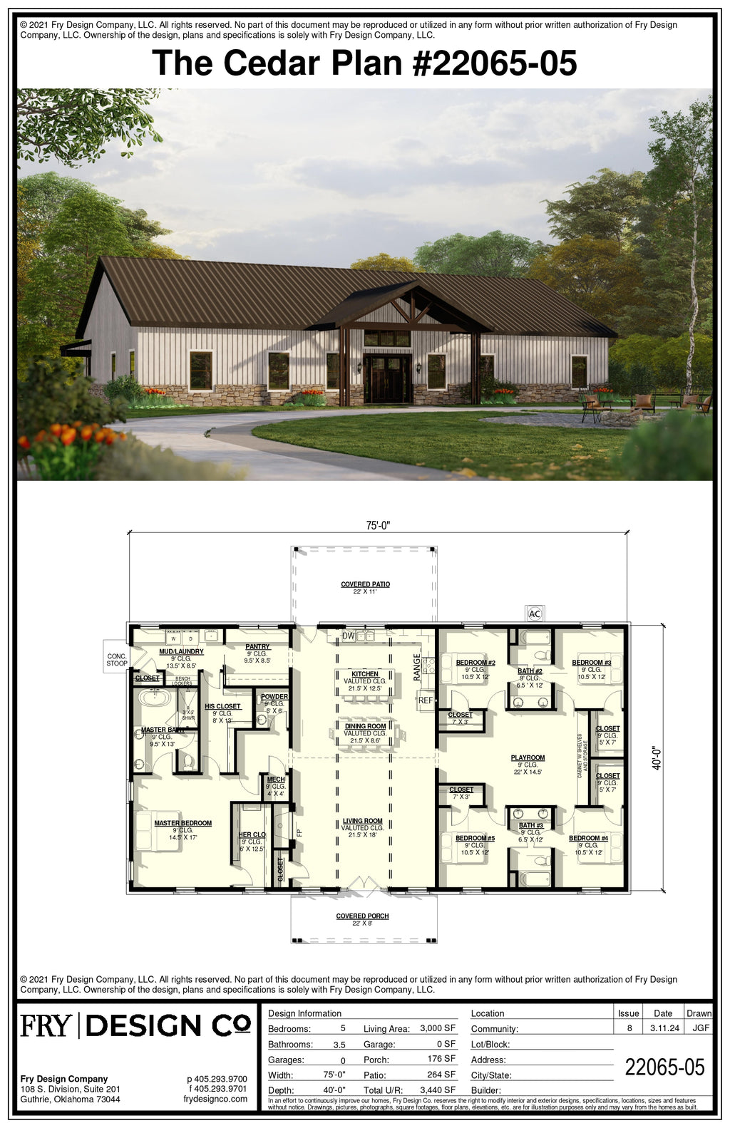 Cedar Plan #5 (5/3.5/0 3,000 SF)