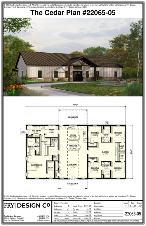 Cedar Plan #5 (5/3.5/0 3,000 SF)